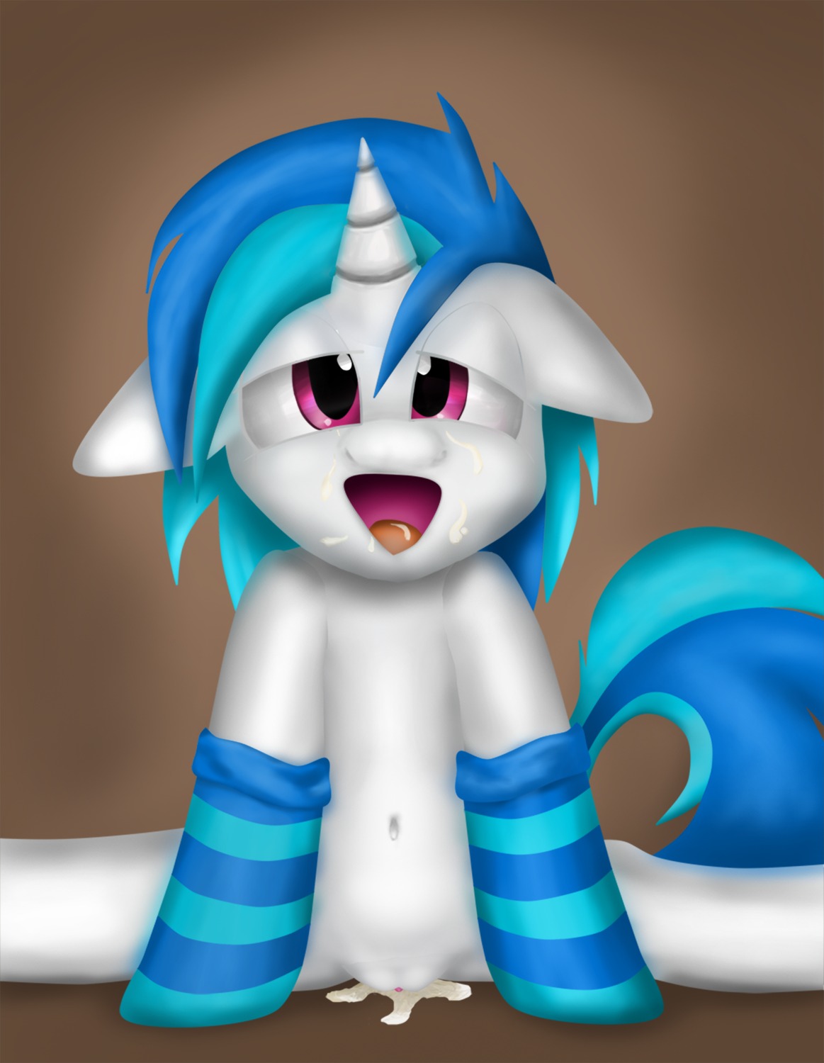 2013 bodily_fluids clothing cum e621 equid equine female footwear friendship_is_magic genital_fluids genitals hasbro hi_res horn illusiveelusive legwear mammal my_little_pony mythological_creature mythological_equine mythology socks solo tail unicorn vinyl_scratch_(mlp) vulva