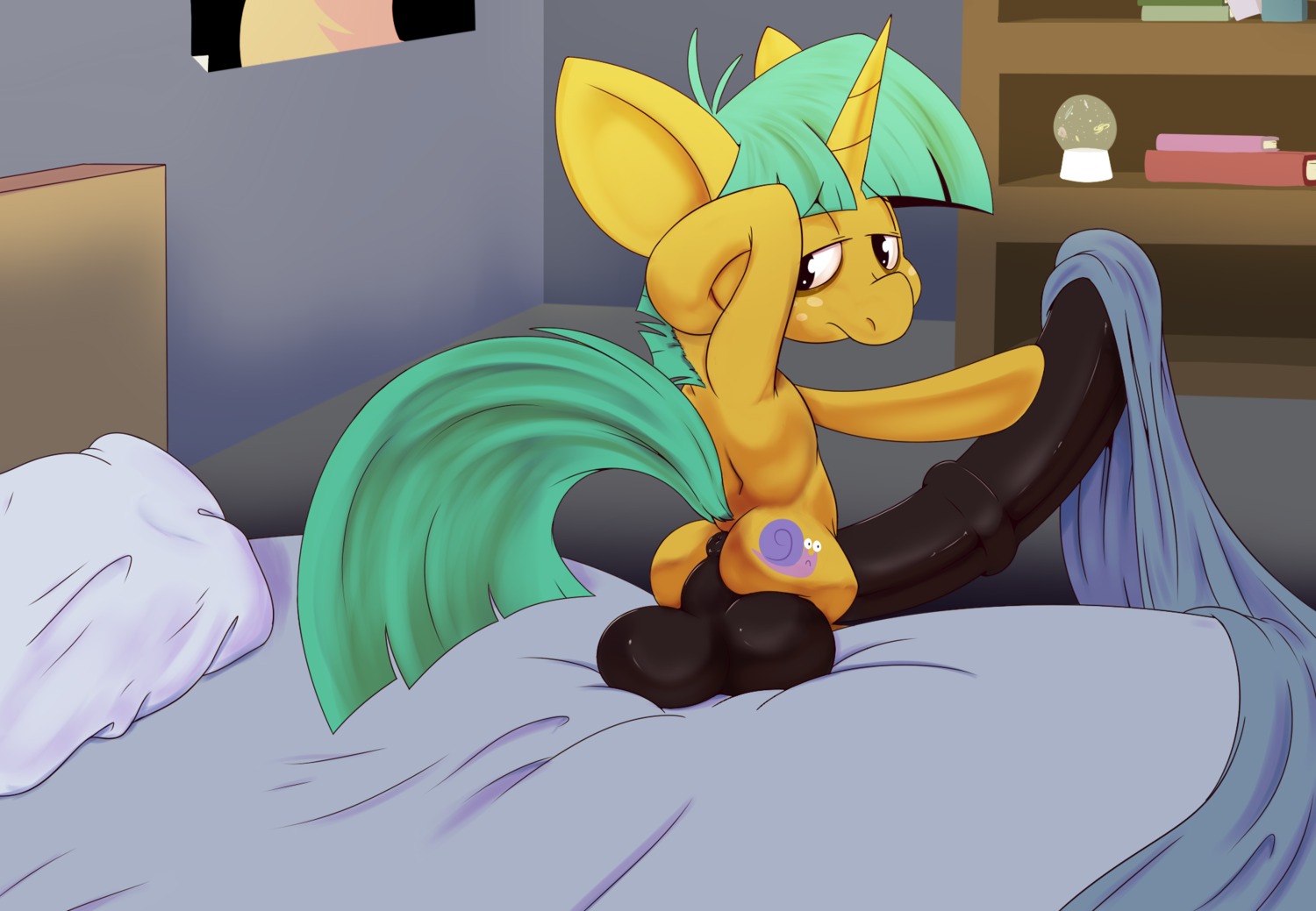 2013 animal_genitalia animal_penis anthro anus backsack balls bed big_balls big_penis butt cutie_mark digital_media_(artwork) e621 equid equine equine_genitalia equine_penis erection freckles friendship_is_magic furniture genitals hasbro hi_res horn huge_balls huge_penis hyper hyper_balls hyper_genitalia hyper_penis inside long_penis male mammal morning_wood my_little_pony mythological_creature mythological_equine mythology penis pillow puffy_anus sbshouseofpancakes shota small_but_hung snails_(mlp) solo tail thick_penis unicorn young young_anthro young_male