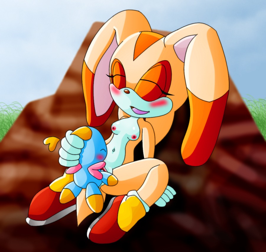 1boy 1girls anthro blush chao_(sonic) chaossabre cheese_the_chao color cream_the_rabbit female fur furry implied_penetration interspecies male pussy rabbit rule34 sega sex sonic_(series) straight toony vaginal_penetration