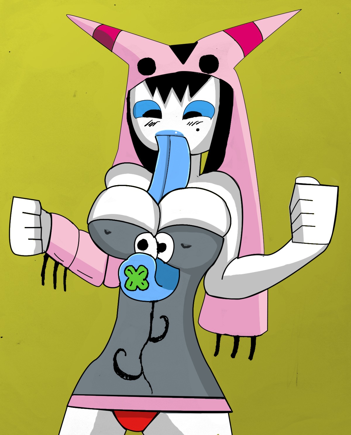 big_breasts black_hair blue_eyes breasts female hero:_108 long_tongue marnerbroman mystique_sonia red_panties rule34 stretchy_tongue tagme white_skin yaksha