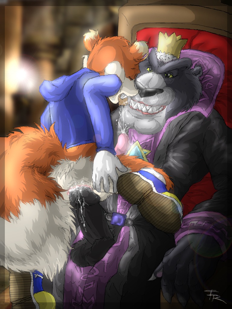 anthro conker conker's_bad_fur_day feline furryratchet male male_only panther_king pantherine rodent rule34 squirrel yaoi