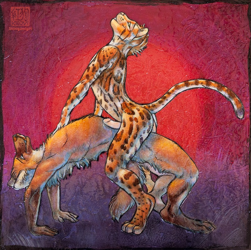 2013 all_fours anal anal_penetration anthro canid canine clouded_leopard duo e621 erection felid flexible genitals humanoid_genitalia humanoid_penis keovi male male/male male_penetrated male_penetrating male_penetrating_male mammal maned_wolf nude pantherine penetration penis sex shinigamigirl