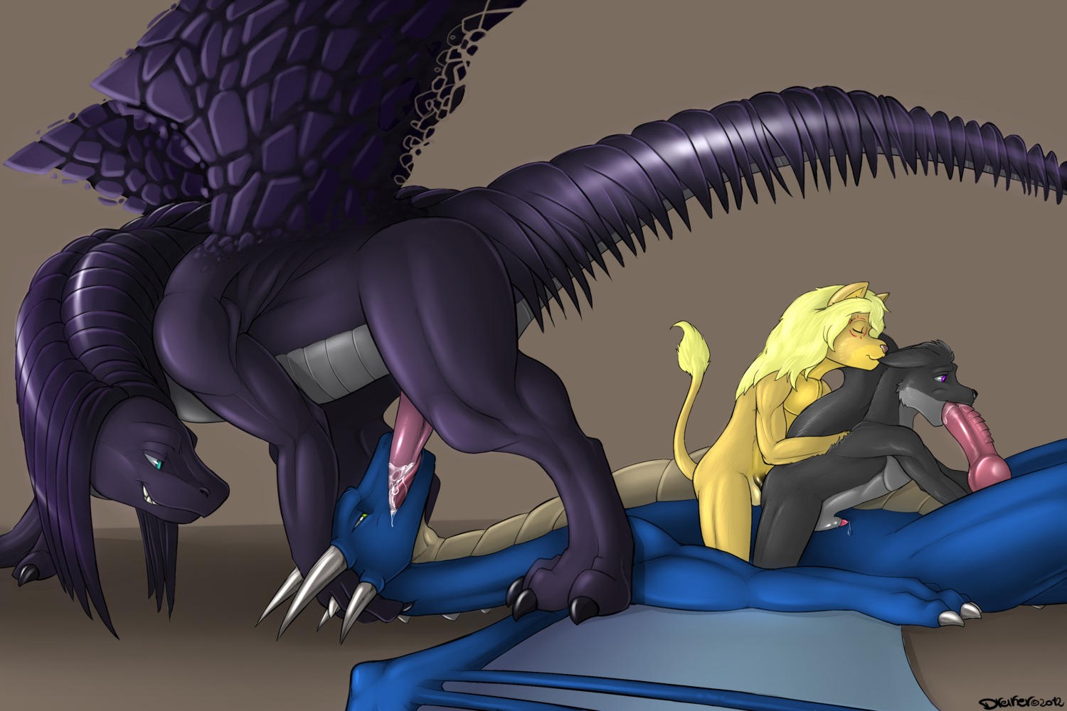 3:2 4_toes anal anal_penetration animal_genitalia anthro anthro_on_feral anthro_penetrated balor_of_mordor belly bestiality blue_body blue_eyes bodily_fluids canid canine canis claws cum cum_in_mouth cum_inside digital_media_(artwork) digitigrade dragon dreiker e621 ejaculation erection eyes_closed feet felid fellatio feral feral_penetrating feral_penetrating_anthro foursome frazzledragon freeclaw from_behind_position fully_sheathed fur genital_fluids genitals green_eyes grey_body group group_sex hi_res hindpaw horn interspecies knot larger_male lion lying male male/male male_penetrated male_penetrating male_penetrating_male mammal markings membrane_(anatomy) membranous_wings mythological_creature mythological_scalie mythology nude on_back oral oral_penetration orgasm pantherine paws penetration penile penis penis_tip precum pupils purple_body red_eyes scalie sex sheath sheathed_while_penetrated side_view simple_background size_difference slime slit_pupils smaller_male spread_legs spreading standing tail tapering_penis tharronis toes wings wolf yellow_body
