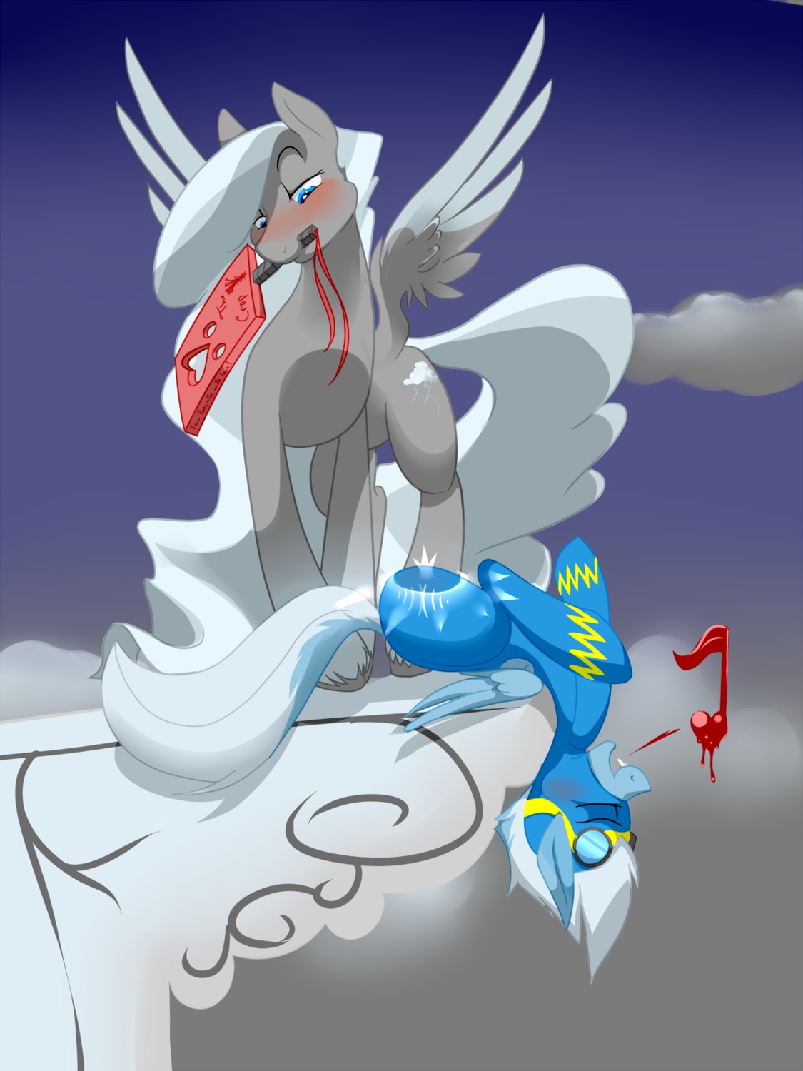 3:4 blue_body blue_eyes blue_feathers blush butt_slap clothed clothing cutie_mark duo e621 equid equine eyes_closed eyewear fan_character feathered_wings feathers female feral fleetfoot_(mlp) friendship_is_magic goggles grey_body grey_feathers half-closed_eyes hasbro hi_res mammal my_little_pony mythological_creature mythological_equine mythology narrowed_eyes nude outside paddle pegasus quadruped severus slap spanking stormfront tail uniform wings wonderbolts_(mlp)