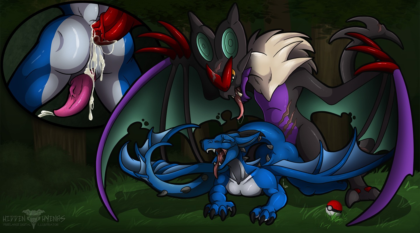 anal anal_penetration bodily_fluids cum cum_in_ass cum_inside cum_on_ground cum_on_penis detailed_background dragon duo e621 erection european_mythology eyes_closed forest from_behind_position generation_6_pokemon genital_fluids genitals grass interspecies leaf male male/male male_penetrated male_penetrating male_penetrating_male mythological_creature mythological_scalie mythology nintendo noivern nude open_mouth orgasm outside penetration penis pink_penis plant pokeball pokemon pokemon_(species) pokephilia red_penis saliva scalie sex shrub standard_pokeball tail tapering_penis tongue tongue_out tree weirdhyenas western_dragon wyvern