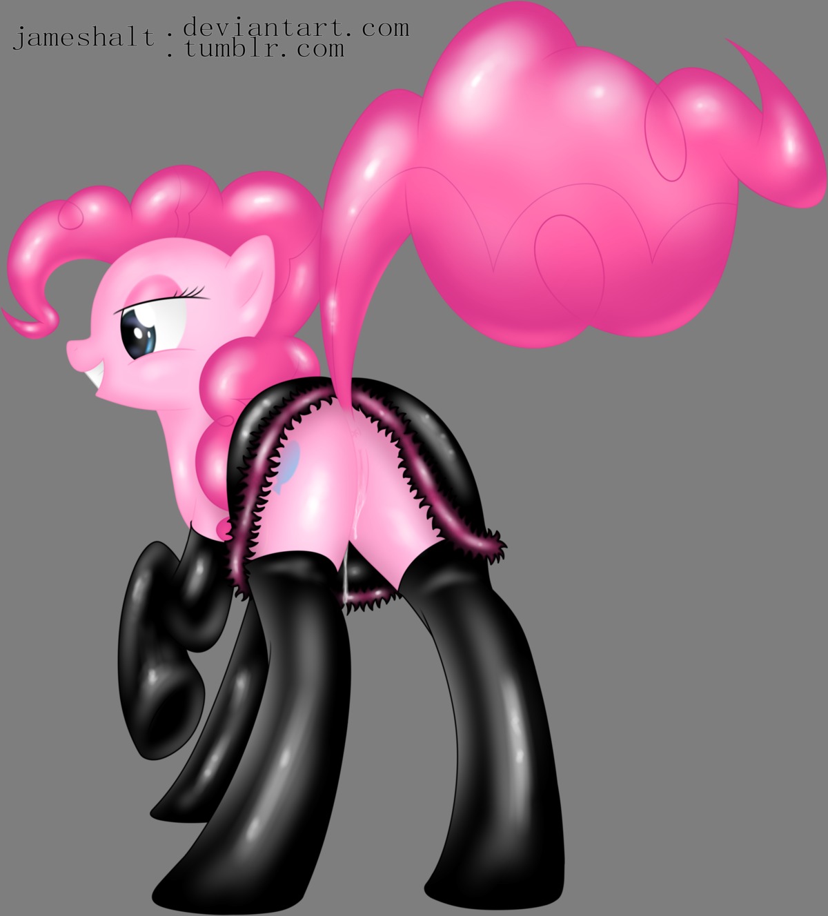 absurd_res alpha_channel anus bodily_fluids e621 earth_pony equid equine female feral friendship_is_magic genital_fluids genitals grin haltie hasbro hi_res horse kinkie_pie latex mammal my_little_pony pinkie_pie_(mlp) pony quadruped simple_background smile solo tail transparent_background vaginal_fluids vulva