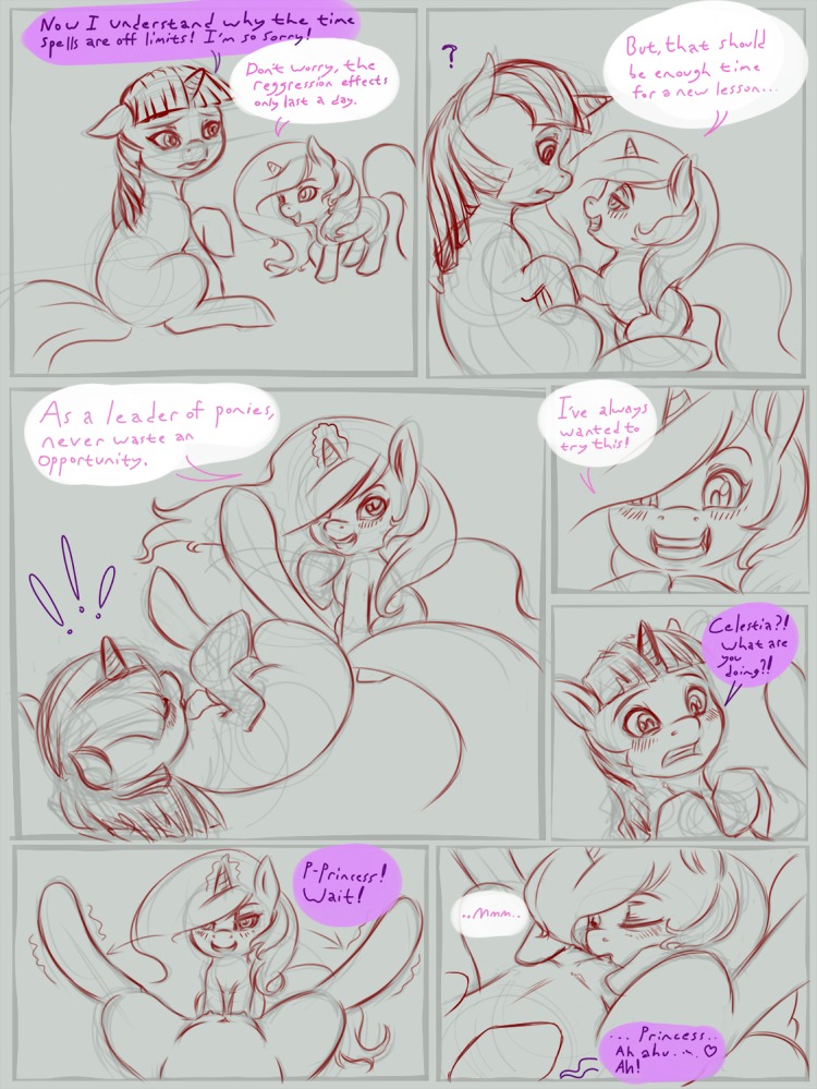 2girls ? aged_down blush blushing cub dialogue english english_text equid equine eyebrows eyelashes female female/female female_cub female_feral female_only feral feral_on_feral feral_only friendship_is_magic hasbro horn horse horse_girl infinityplus1 larger_female mammal mare monochrome my_little_pony older_female older_female_and_younger_female pony princess_celestia_(mlp) rule34 size_difference sketch smaller_female speech_bubble straight_hair text twilight_sparkle_(mlp) unicorn unicorn_girl unicorn_horn young young_female young_feral younger_female yuri