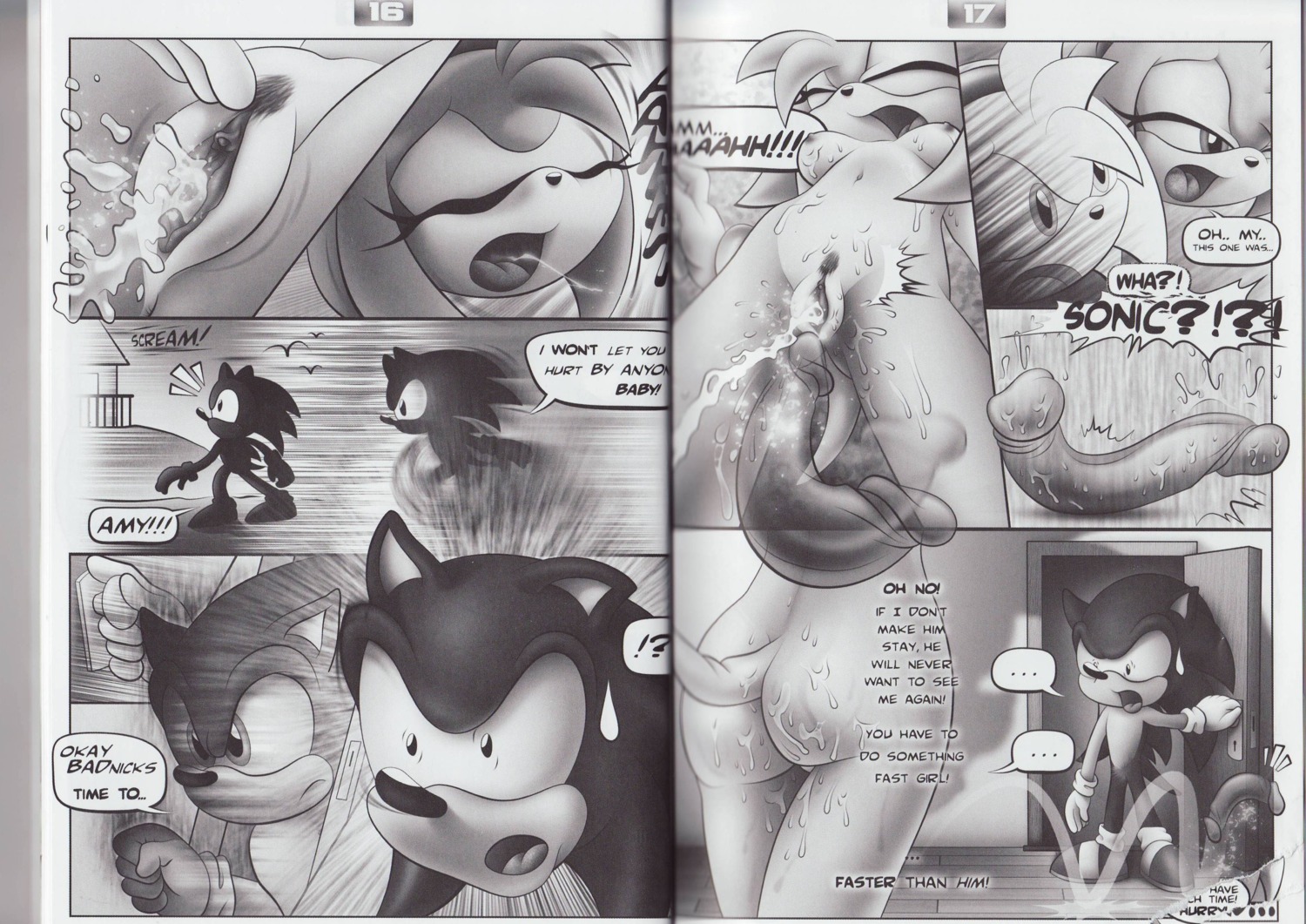 absurd_res amy_rose amy_untold anthro bodily_fluids breasts butt clitoris comic dialogue dildo duo e621 ejaculation english_text eulipotyphlan female genital_fluids genitals greyscale hedgehog hi_res male mammal masturbation monochrome mostly_nude nipples orgasm sega sex_toy sonic_the_hedgehog sonic_the_hedgehog_(series) sweat tc text transparent_dildo transparent_sex_toy vaginal vaginal_fluids vaginal_masturbation vaginal_squirting vulva