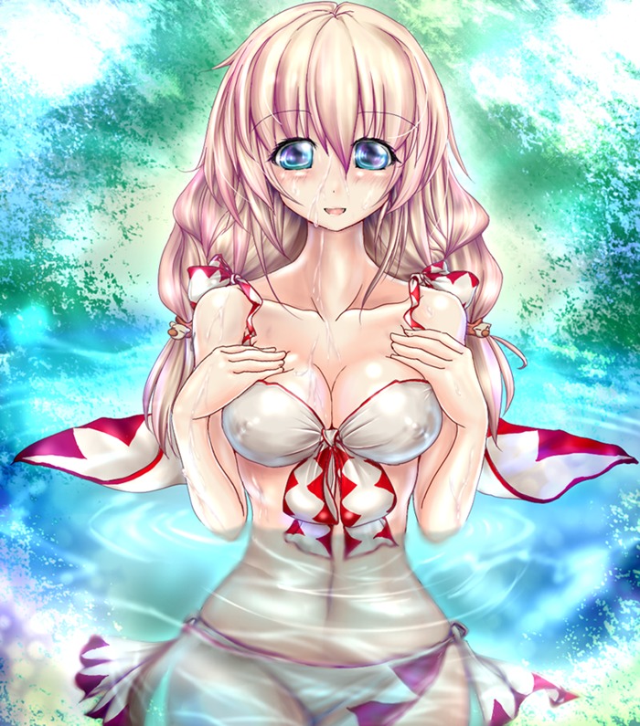 1girls big_breasts bikini blonde_hair blue_eyes breasts female final_fantasy final_fantasy_tactics final_fantasy_tactics_(original) large_breasts looking_at_viewer monikano rule34 swimming swimsuit tagme water white_mage white_mage_(fft)