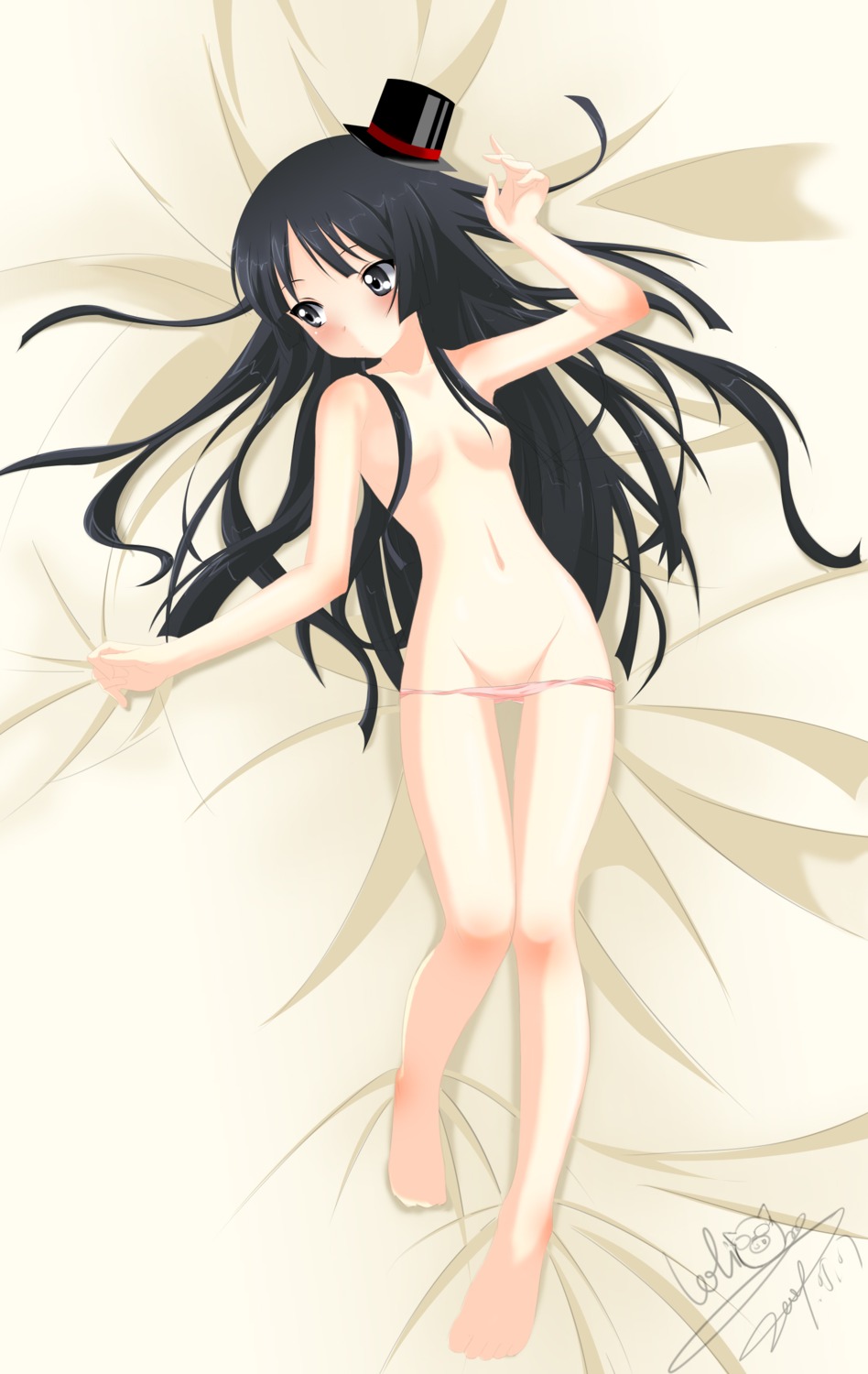 black_hair female female_only human human_only k-on! long_hair mio_akiyama_(k-on!) navel panties rule34 solo tagme