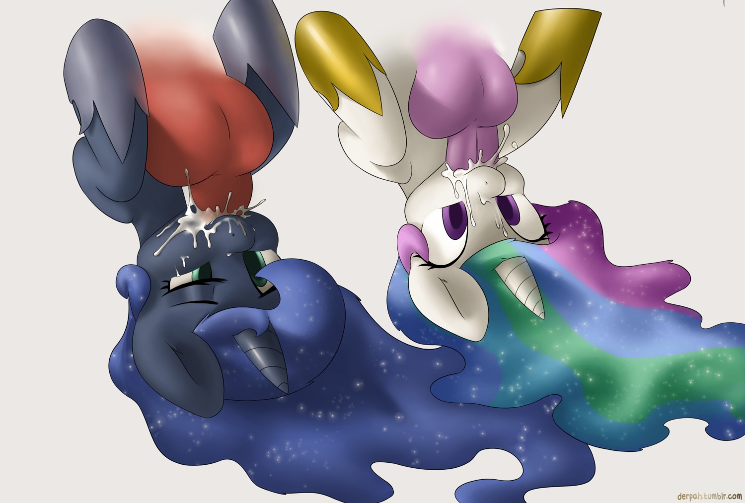 2014 absurd_res balls blue_body blue_eyes blue_fur blue_hair bodily_fluids cum cum_in_mouth cum_inside digital_media_(artwork) disembodied_penis e621 equid erection female feral friendship_is_magic fur genital_fluids genitals group hair hasbro hi_res horn long_hair male male/female mammal marblesoda multicolored_hair my_little_pony oral penis princess_celestia_(mlp) princess_luna_(mlp) purple_eyes sex sibling_(lore) sister_(lore) sisters_(lore) text url white_body white_fur