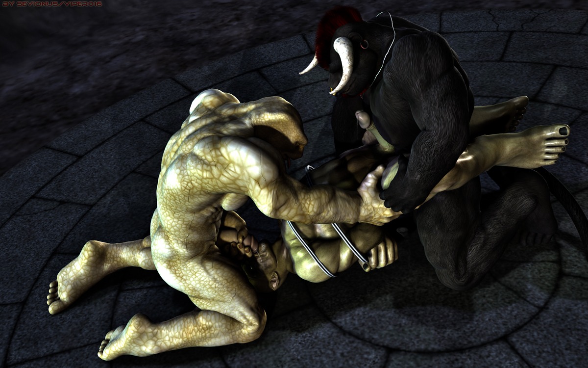 16:10 2012 3d_(artwork) abs anal anal_penetration anthro biceps big_feet bound bovid bovine cattle darkviperbara digital_media_(artwork) e621 ear_piercing erection feet fellatio forced genitals group group_sex hair horn humanoid humanoid_feet humanoid_genitalia humanoid_penis male male/male male_penetrated male_penetrating male_penetrating_male mammal muscular muscular_male nude oral orc pecs penetration penile penis piercing plantigrade rape rope sex shadow spitroast threesome trio unknown_species widescreen