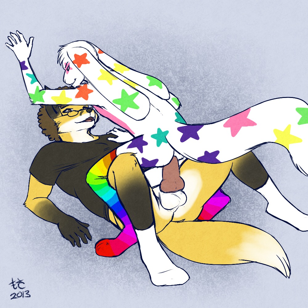 1:1 afro anal anal_penetration animal_genitalia animal_penis anthro balls canine_genitalia canine_penis clothed clothing colorful_theme cowgirl_position duo e621 erection eyewear footwear from_front_position genitals glasses kardas_fox knot lagomorph legwear leporid lgbt_pride male male/male male_on_bottom male_on_top male_penetrated male_penetrating male_penetrating_male mammal mosa multicolored_clothing multicolored_footwear multicolored_legwear multicolored_socks multicolored_stockings on_bottom on_top partially_clothed pattern_clothing pattern_footwear pattern_legwear pattern_socks pattern_stockings penetration penis pride_colors rabbit rainbow_clothing rainbow_footwear rainbow_legwear rainbow_pride_colors rainbow_socks rainbow_stockings sex socks sparklefur star stockings straddling striped_clothing striped_footwear striped_legwear striped_socks striped_stockings stripes thigh_highs