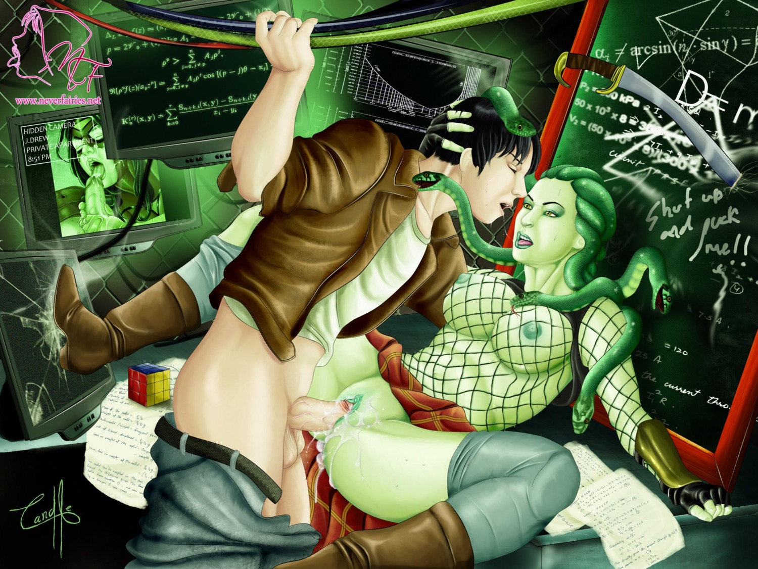 1boy 1girls amadeus_cho candle_(artist) cum cum_inside delphyne_gorgon female fishnet_topwear fishnets green-skinned_female green_skin human human_on_humanoid humanoid interspecies jessica_drew light-skinned_male light_skin male marvel marvel_comics neverfairies nipples penis pussy rule34 snake_hair spider-man spider-man_(series) spider-woman straight straight_hair vaginal_penetration