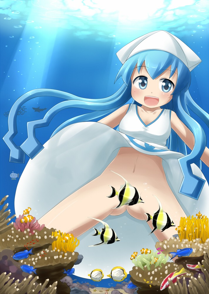 blue_hair female ikamusume rule34 shinryaku!_ikamusume tagme