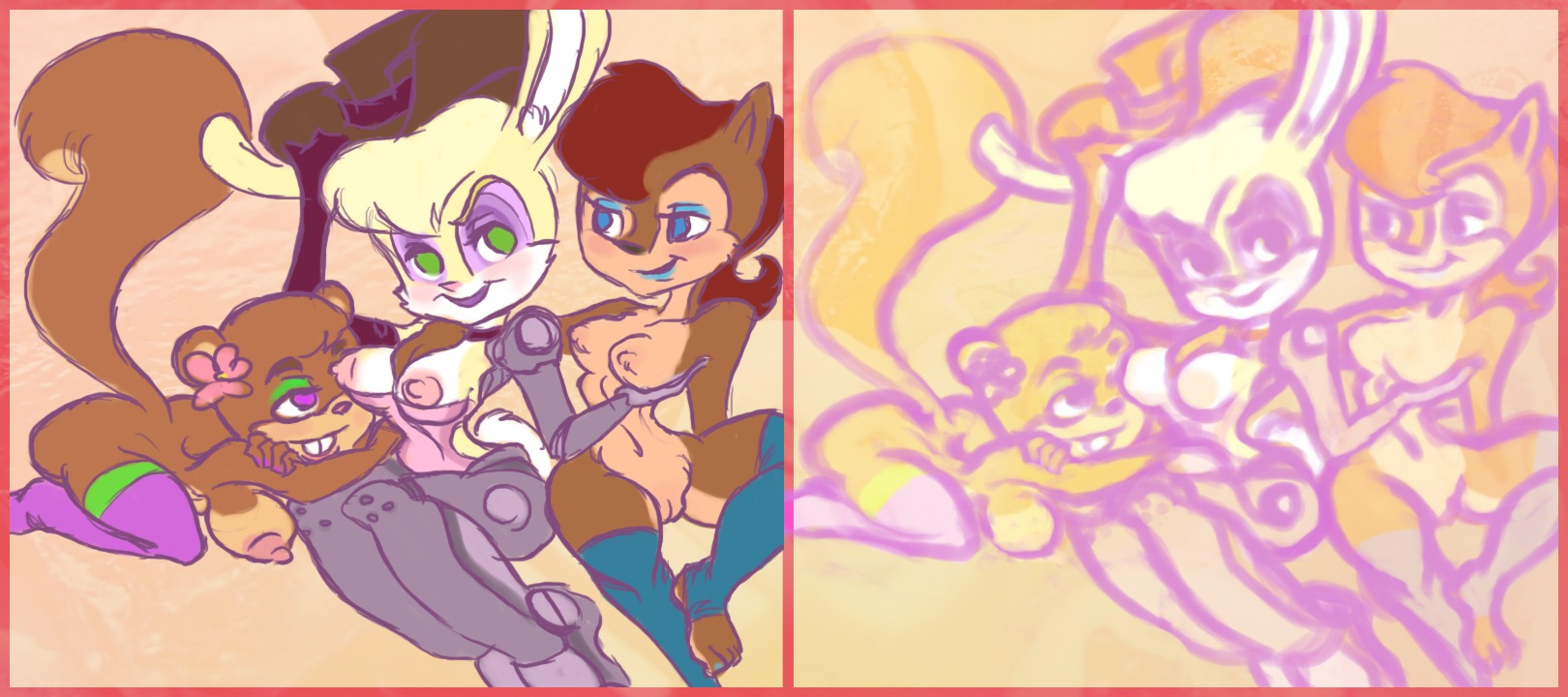 anthro archie_comics beeward bunnie_rabbot chipmunk female lagomorph mobian_(species) rabbit rodent rule34 sally_acorn sandy_cheeks sega sonic_(series) sonic_satam sonic_the_hedgehog_(archie) sonic_the_hedgehog_(comics) sonic_the_hedgehog_(series) spongebob_squarepants squirrel straight_hair tail tree_squirrel