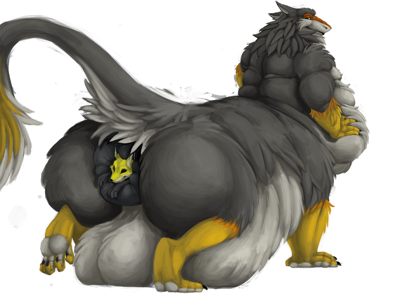 4:3 ambiguous_gender anal anal_penetration anal_vore anthro anus backsack balls big_anus big_balls big_butt butt canid canine claws duo e621 feathers feet_first fox genitals huge_anus huge_balls huge_butt hyper hyper_anus hyper_balls hyper_genitalia incertusfatum male male_pred mammal murgal obese overweight partially_inside penetration presenting presenting_hindquarters raised_tail sergal size_difference smile tail taur toe_claws vore