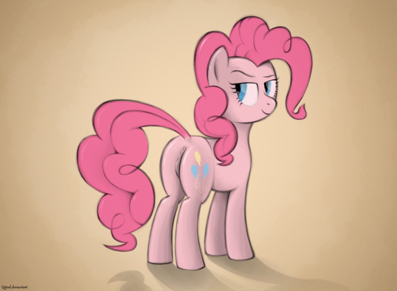 anus blue_eyes e621 earth_pony equid equine female feral friendship_is_magic fur genitals hair hasbro hi_res horse mammal my_little_pony pink_body pink_fur pink_hair pinkie_pie_(mlp) pony qsteel quadruped solo tail vulva