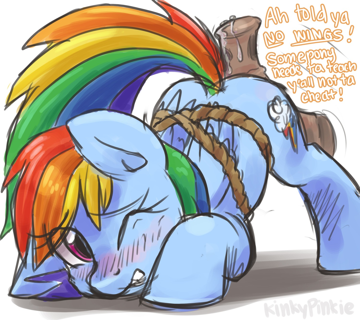 2013 absurd_res animal_genitalia animal_penis applejack_(mlp) blue_body blue_feathers blue_fur blush bodily_fluids butt cum cutie_mark dialogue disembodied_penis duo e621 earth_pony english_text equid equine equine_genitalia equine_penis erection feathered_wings feathers female feral friendship_is_magic fur genital_fluids genitals hair hasbro hi_res horse hot_dogging kinkypinkie male male/female mammal multicolored_hair multicolored_tail my_little_pony mythological_creature mythological_equine mythology nude one_eye_closed pegasus penis pony purple_eyes rainbow_dash_(mlp) rainbow_hair rainbow_tail rope sex simple_background solo_focus tail text white_background wings