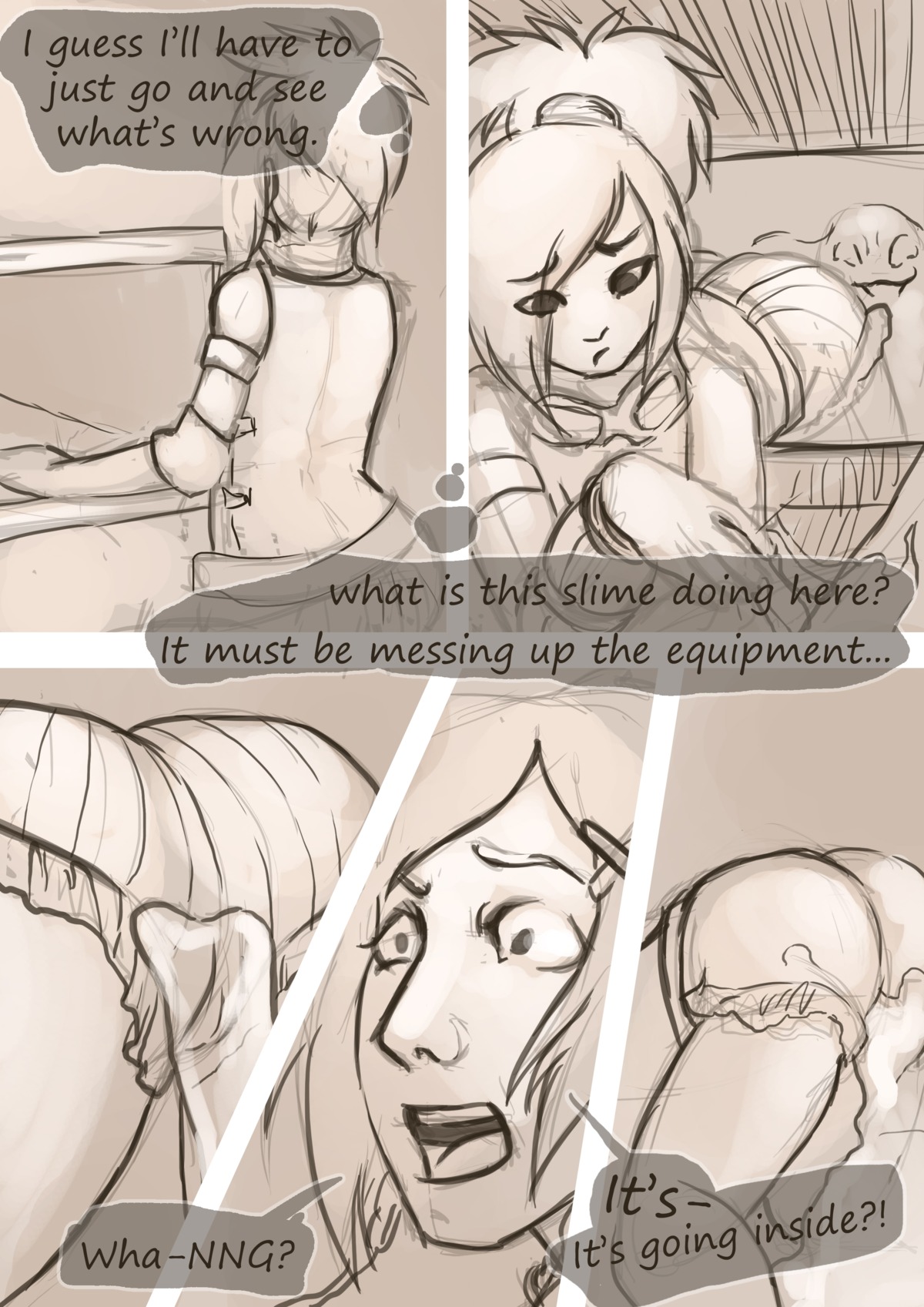 absurd_res big_butt butt comic e621 female final_fantasy final_fantasy_x greyscale hi_res human mammal monochrome not_furry penetration rikku_(final_fantasy) ronnie92 slime solo square_enix vaginal vaginal_penetration