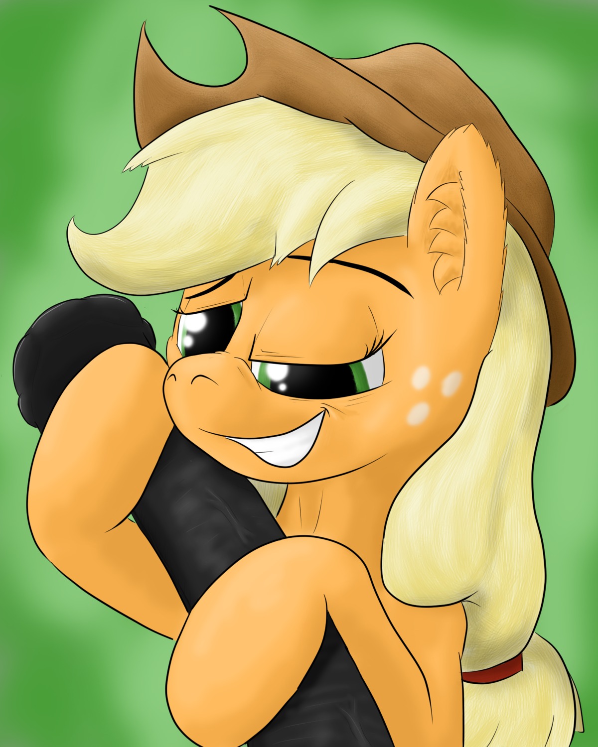 2013 4:5 animal_genitalia animal_penis applejack_(mlp) big_penis blonde_hair clothing cowboy_hat duo e621 earth_pony equid equine equine_genitalia equine_penis erection female feral freckles friendship_is_magic fur genitals green_background green_eyes hair hasbro hat headgear headwear hi_res horse male male/female mammal my_little_pony orange_body orange_fur penis pony simple_background xanthor