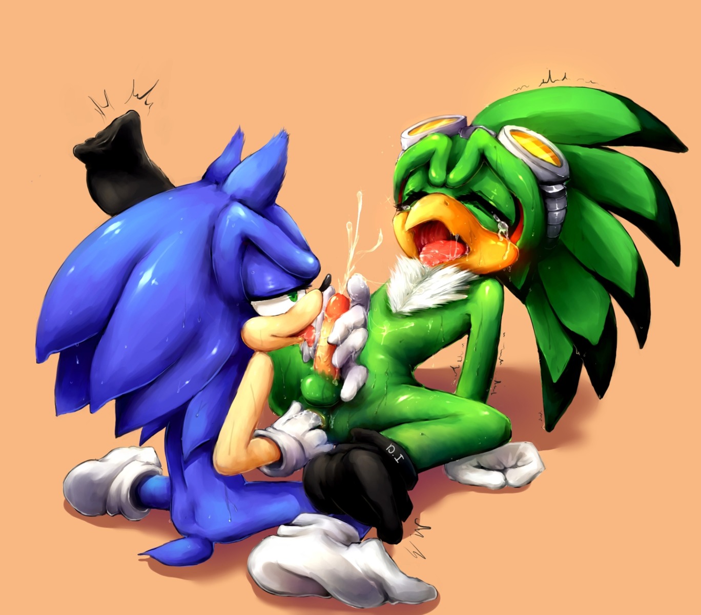 accipitrid accipitriform anthro armwear avian balls beak bird blue_body bodily_fluids chest_tuft clothing cum cumshot dragonichigo duo e621 ejaculation erection eulipotyphlan eyes_closed eyewear eyewear_on_head fellatio fingering footwear fur genital_fluids genitals gloves goggles goggles_on_head green_body hair handjob handwear hedgehog hi_res interspecies jet_the_hawk licking male male/male male_penetrated male_penetrating male_penetrating_male mammal open_mouth oral orgasm penetration penile penis penis_lick sega sex socks sonic_riders sonic_the_hedgehog sonic_the_hedgehog_(series) tongue tongue_out tuft white_armwear white_clothing