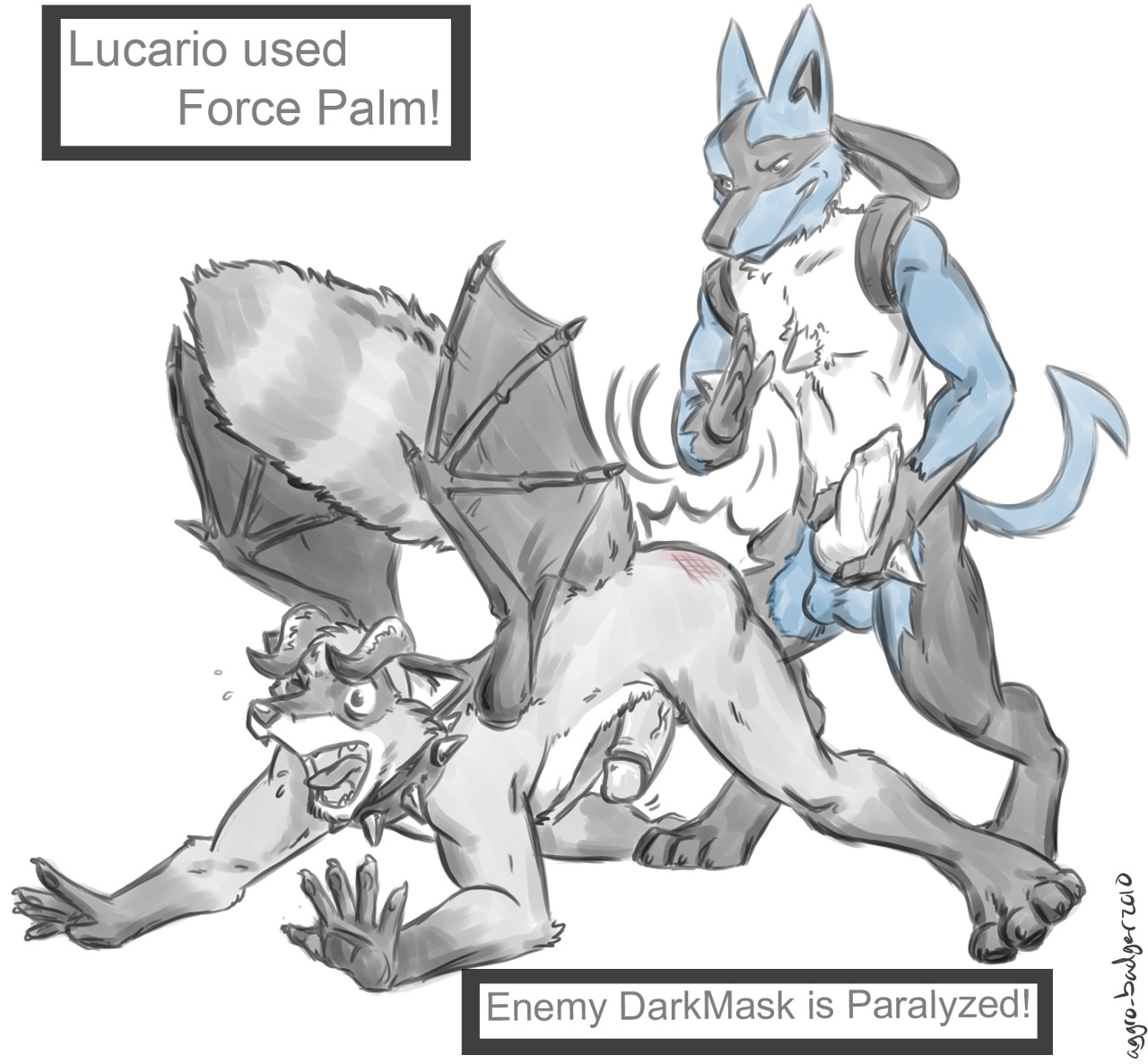 all_fours anthro balls color fur furry interspecies lucario male male_only multiple_males nude penis pokemon pokemon_(species) rule34 standing tagme testicles yaoi