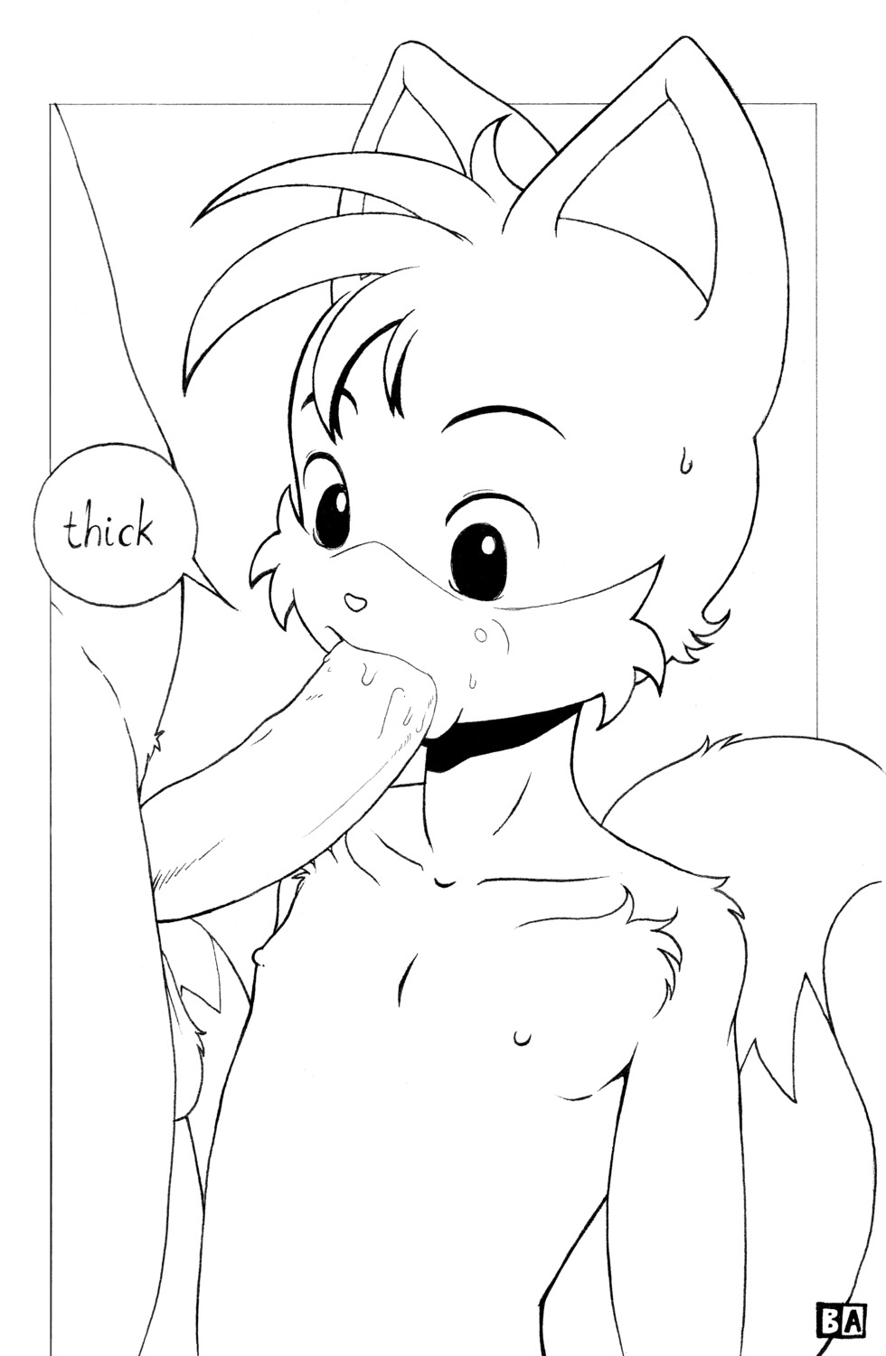 2006 absurd_res age_difference anthro anthro_on_anthro anthro_penetrated anthro_penetrating anthro_penetrating_anthro bare_chest battle_angel black_and_white black_eyes bodily_fluids border canid canine collarbone cum cum_inside dialogue drooling duo e621 english_text erection faceless_character faceless_male fellatio fluffy fluffy_tail fox front_view fur genital_fluids genitals hi_res larger_male male male/male male_penetrated male_penetrating male_penetrating_male mammal miles_prower monochrome multi_tail nude older_male oral oral_penetration penetration penile penile_penetration penis saliva sega sex shota size_difference smaller_male solo_focus sonic_the_hedgehog_(series) speech_bubble sweat sweatdrop tail text traditional_media_(artwork) white_border young young_anthro young_male younger_male