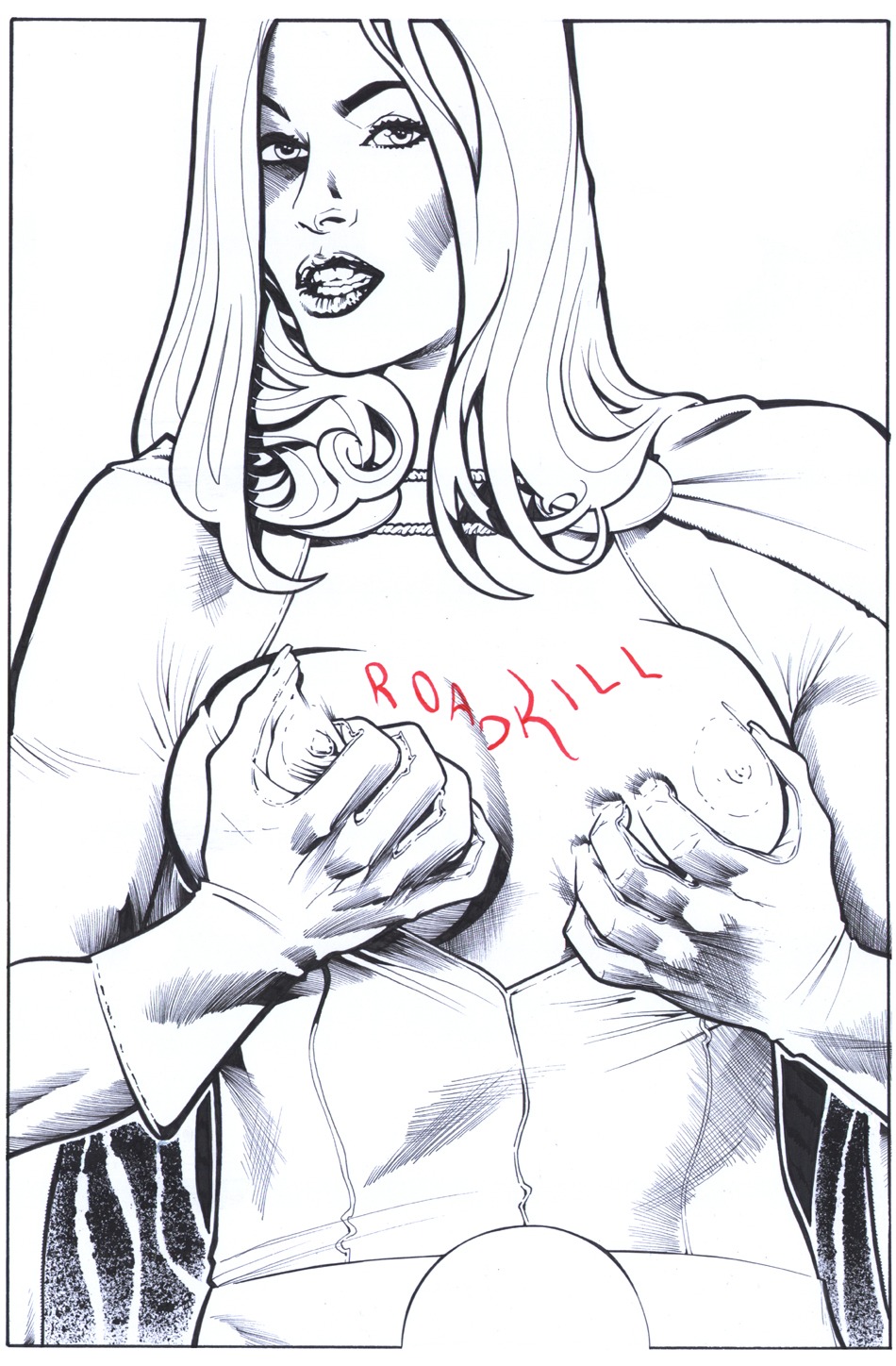 1girls catthouse_studios dc dc_comics female female_only kara_zor-l karen_starr monochrome power_girl roadkill_(catthouse_studios) rule34 solo superman_(series) tagme