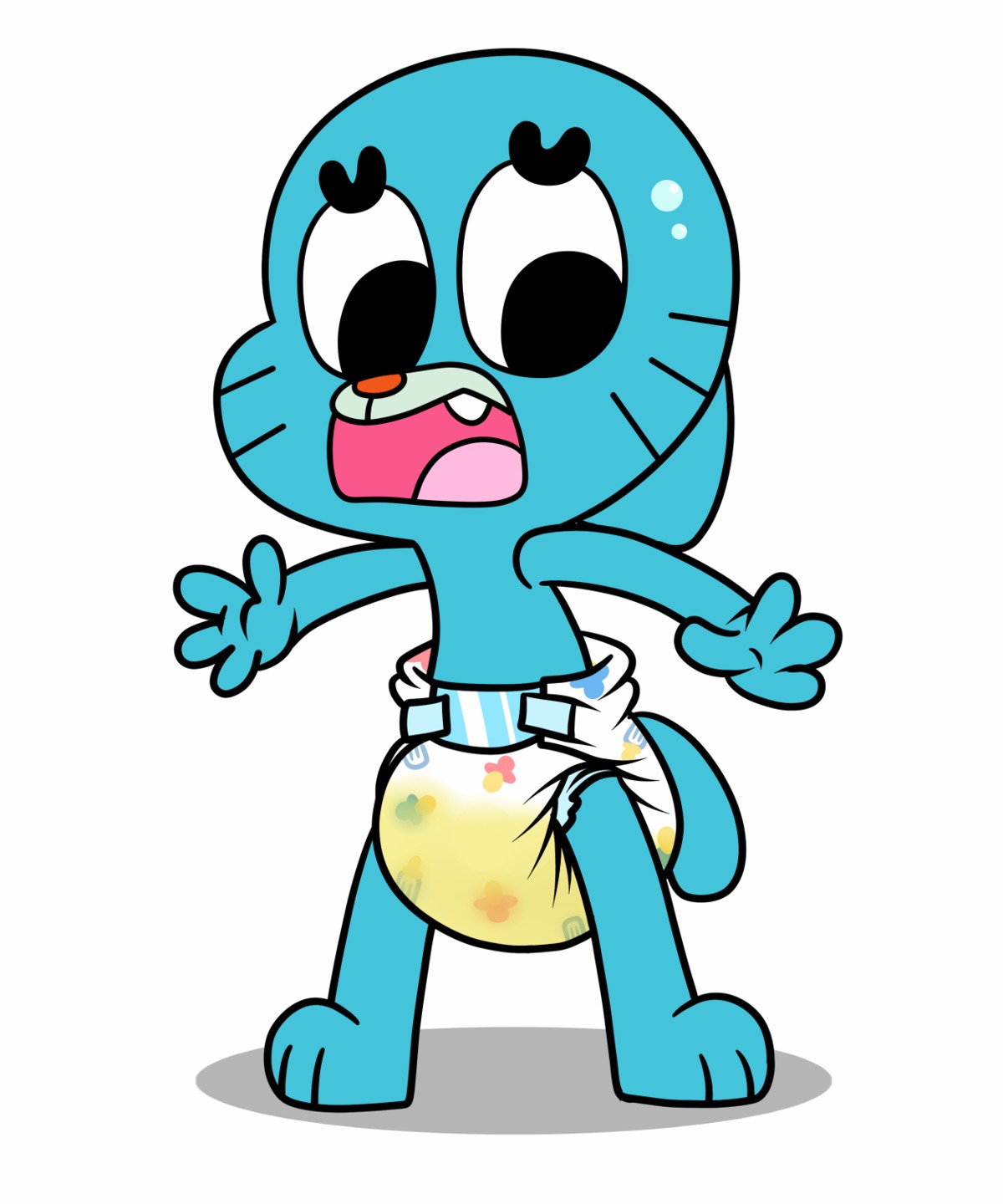 2013 5:6 anthro bodily_fluids cartoon_network clothed clothed_anthro clothed_male clothing diaper e621 felid feline genital_fluids gumball_watterson hi_res male male_anthro mammal on_model peeing solo story story_in_description tenerius the_amazing_world_of_gumball unclean_diaper urine used_diaper watersports wearing_diaper wet wet_diaper wetting young young_anthro young_male