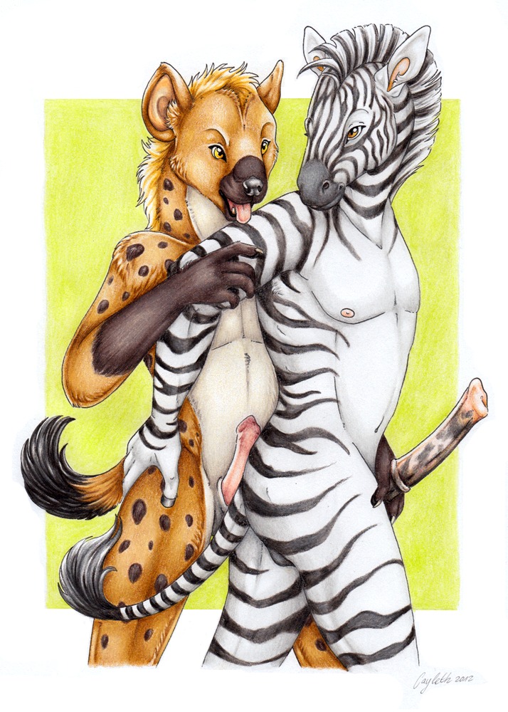 amber_eyes animal_genitalia animal_penis anthro butt cayleth duo e621 equid equine equine_genitalia equine_penis erection eurofurence fur genitals horse hyaenid_penis hyena interspecies looking_back male male/male mammal nipples nude open_mouth orange_body orange_fur penis portrait predator/prey sex spots spotted_hyena standing stripes tail teasing three-quarter_portrait tongue white_body zebra