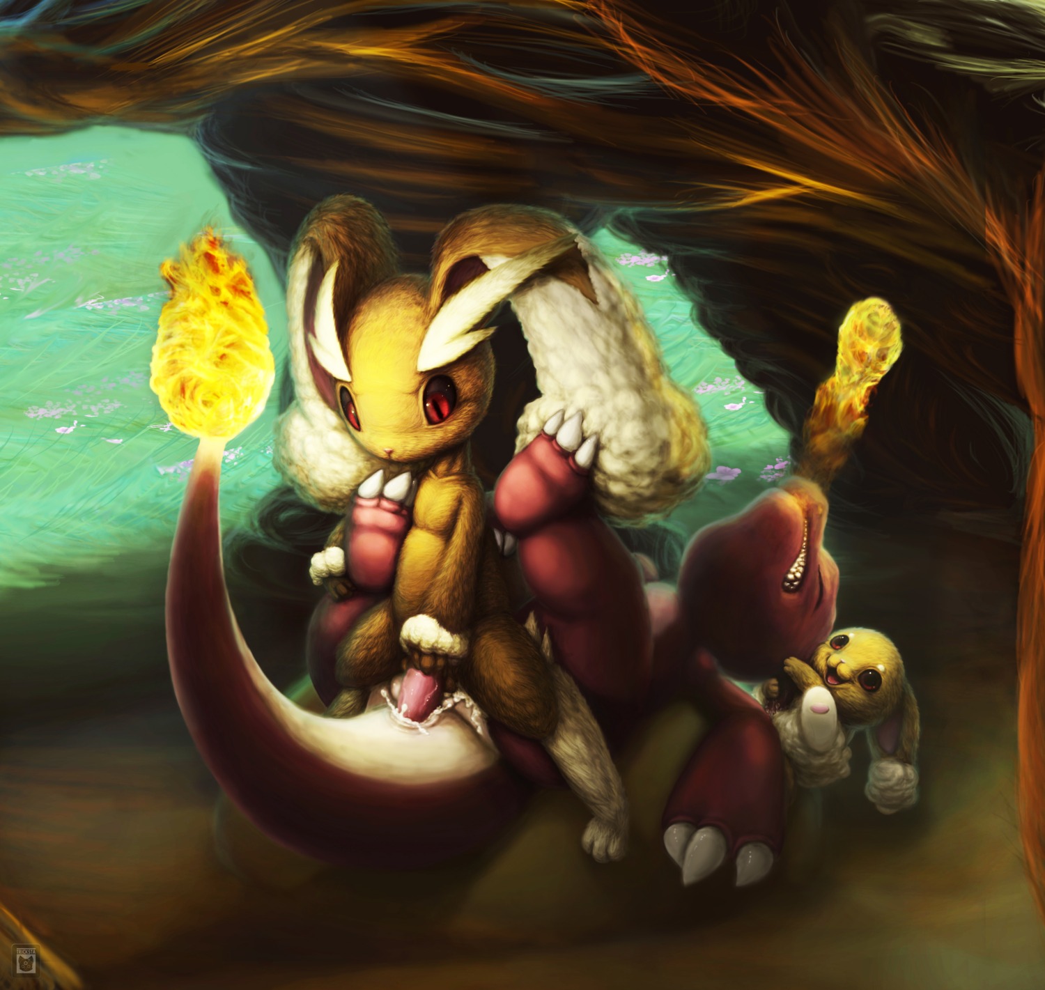 absurd_res anal anthro bodily_fluids buneary charmeleon conditional_dnp cum cum_in_ass cum_inside e621 erection evolutionary_family female fire flaming_tail generation_1_pokemon generation_4_pokemon genital_fluids genitals group hi_res horn horn_fetish horn_penetration horn_play interspecies lagomorph level_difference lopunny male male/male mammal masturbation mutual_penetration nintendo nude orange_body orange_skin penetration penile penile_masturbation penis pokemon pokemon_(species) realistic red_eyes scalie sex size_difference tail tricksta vulva