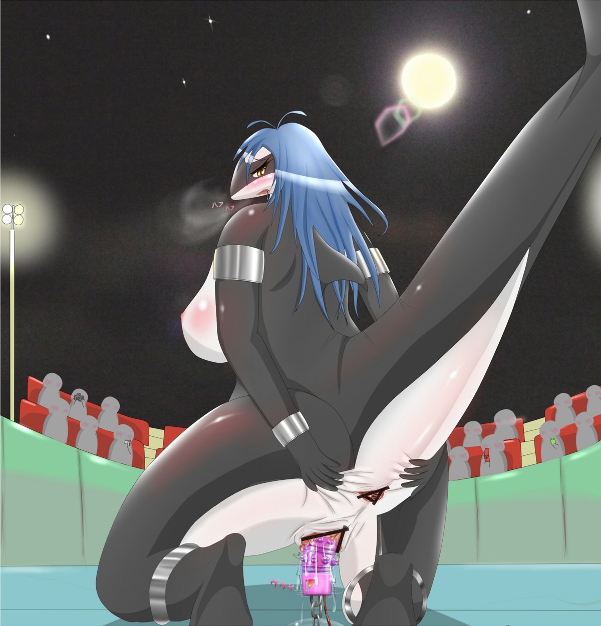 anthro anus aquatic big_breasts blush bodily_fluids breasts censored cetacean charme dolphin e621 exhibitionism female genital_fluids genitals group hair hi_res huge_breasts kneeling looking_back mammal masturbation moon night oceanic_dolphin open_mouth orca outside penetration public public_masturbation raised_tail recording sex_toy snk_(artist) solo_focus spread_anus spreading tail toothed_whale vaginal vaginal_fluids vaginal_masturbation vibrator vulva