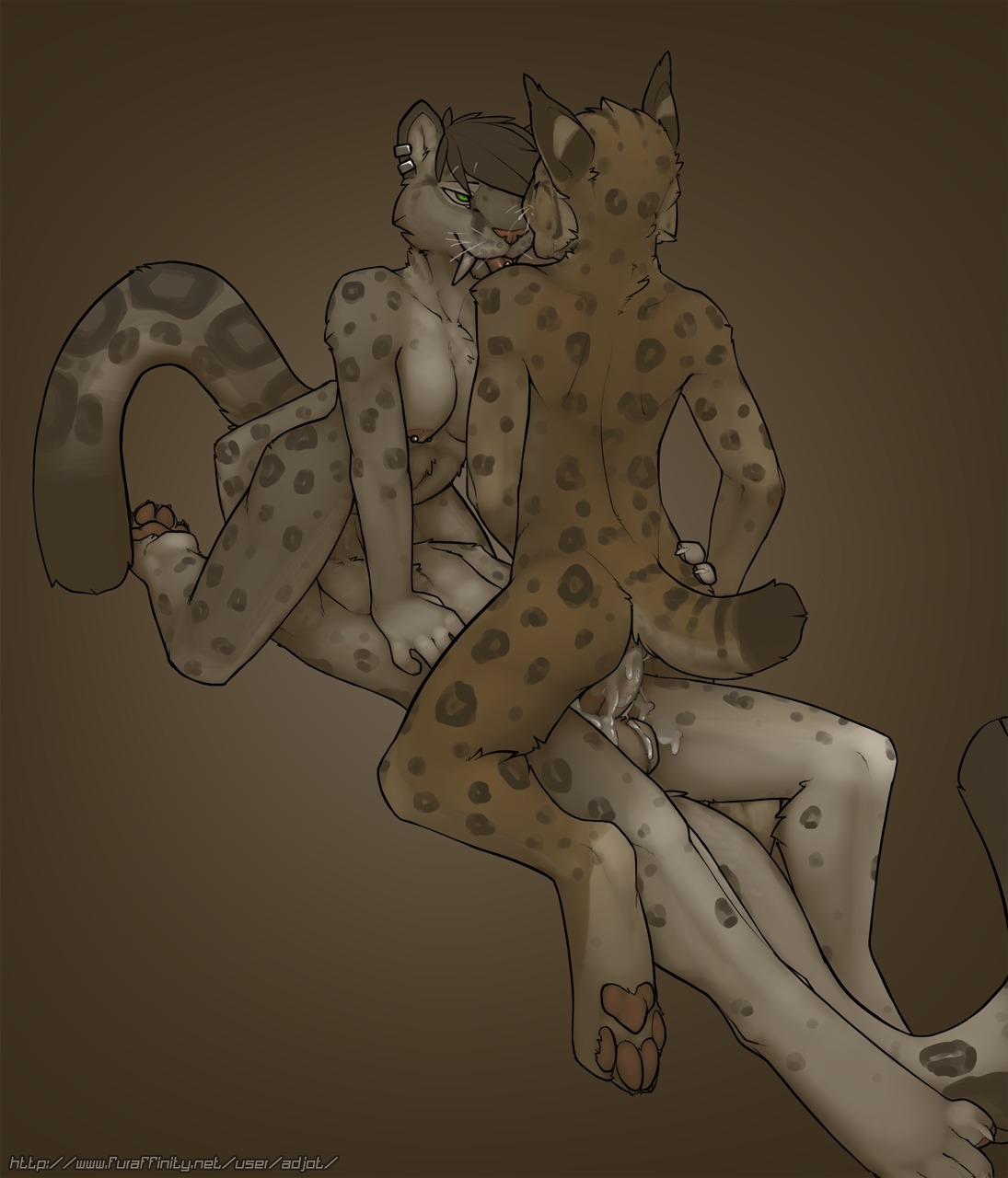 2011 adjot anthro anthro_on_anthro bodily_fluids breasts brown_theme claws cum cum_inside cunnilingus e621 ear_piercing erection facesitting fangs feet felid female freja_(adjot) genital_fluids genitals gradient_background green_eyes group group_sex hi_res hindpaw lying male male/female mammal natalya_(williamca) nikolai_(adjot) nipple_piercing nipples nude on_back oral paws penetration penis piercing pink_nose prehistoric_species reverse_spitroast saber-toothed_tiger sabertooth_(anatomy) sex simple_background sitting sitting_on_another straddling tail teeth text threesome tongue tongue_piercing triangle_position trio url vaginal vaginal_penetration vulva