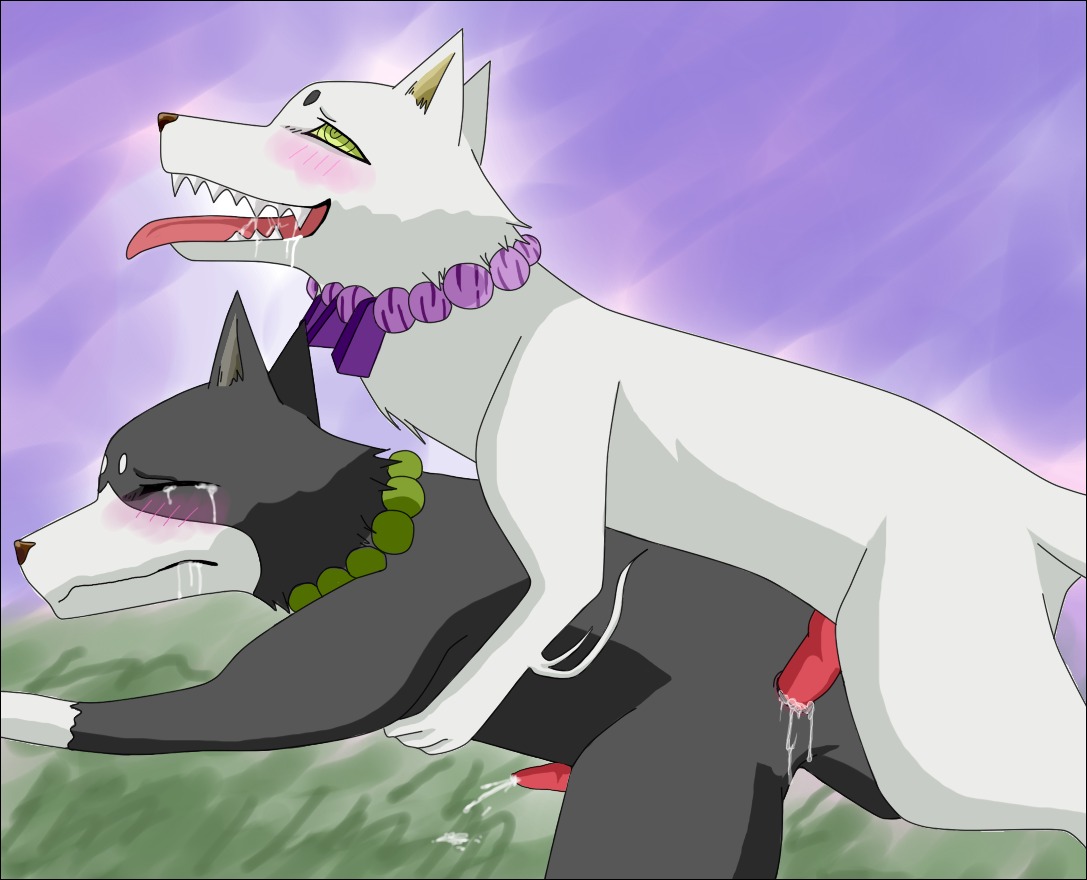 all_fours anal anal_penetration animal_genitalia animal_penis ayakashi black_body black_border black_fur blush bodily_fluids border canid canine canine_genitalia canine_penis canis crying cum cum_in_ass cum_inside cum_while_penetrated doggystyle domestic_dog duo e621 ejaculation erection eyes_closed feral feral_on_feral forced forced_orgasm from_behind_position fur genital_fluids genitals hakubi hands-free jewelry kekkaishi knot madarao_(kekkaishi) male male/male male_penetrated male_penetrating male_penetrating_male mammal necklace nude open_mouth orgasm penetration penis rape red_penis saliva sex spirit spirits tears tongue tongue_out unknown_artist wolf