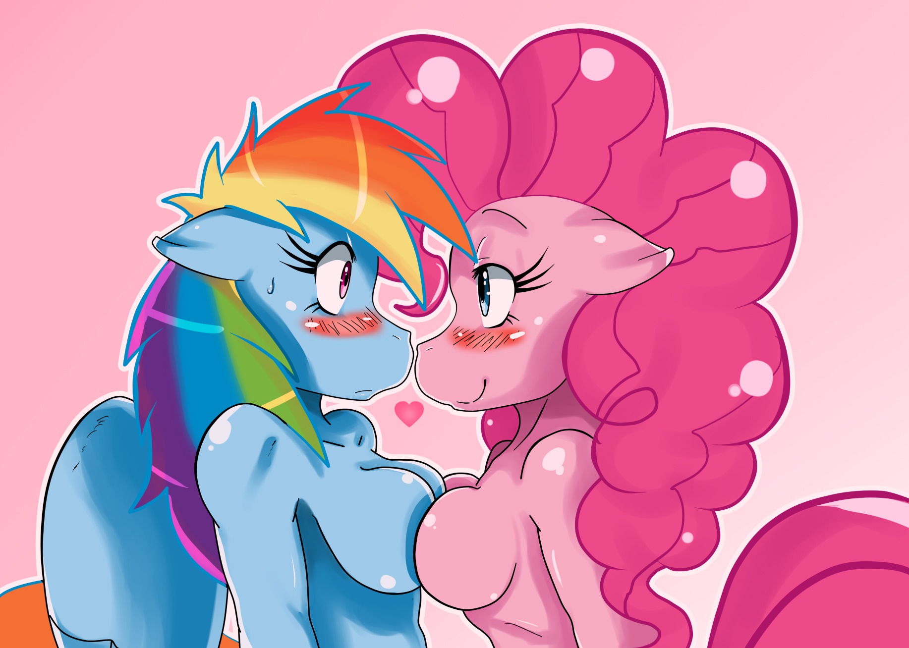 anthro blush breasts earth_pony equine female female_only friendship_is_magic horse my_little_pony mythological_creature mythological_equine mythology nude pegasus pinkie_pie_(mlp) pony rainbow_dash_(mlp) rule34 side_view smile smooth_skin sssonic2 tagme toony