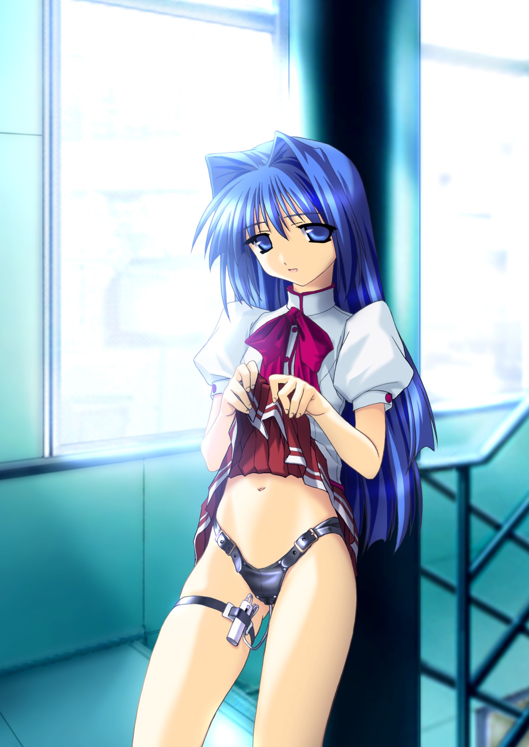 clothed_masturbation clothing discreet_vibrator female highres kanon masturbation minase_nayuki norizou_type-r panties public_vibrator rule34 school_uniform seifuku serafuku skirt skirt_lift solo vibrator