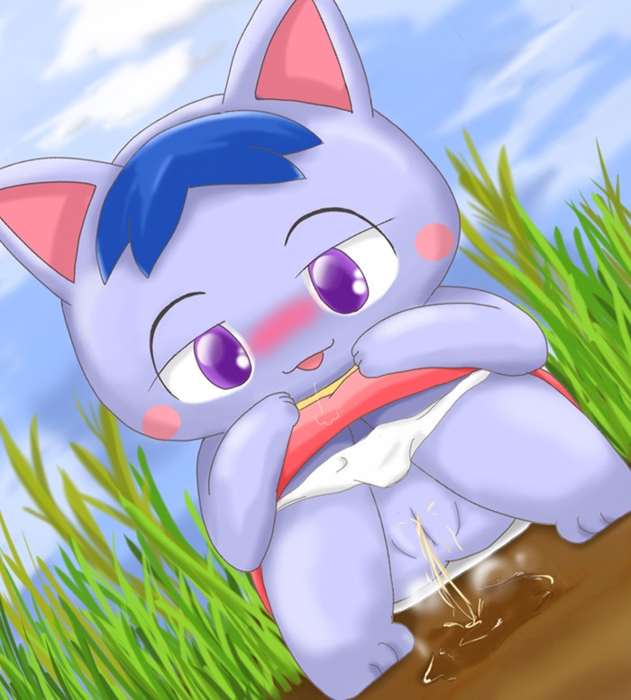 animal_crossing anthro blush bodily_fluids clothing crouching digital_media_(artwork) domestic_cat e621 felid feline felis female female_peeing genital_fluids genitals mammal nintendo open_mouth panties peeing purple_eyes rosie_(animal_crossing) shaded solo suvaru underwear urine vulva watersports