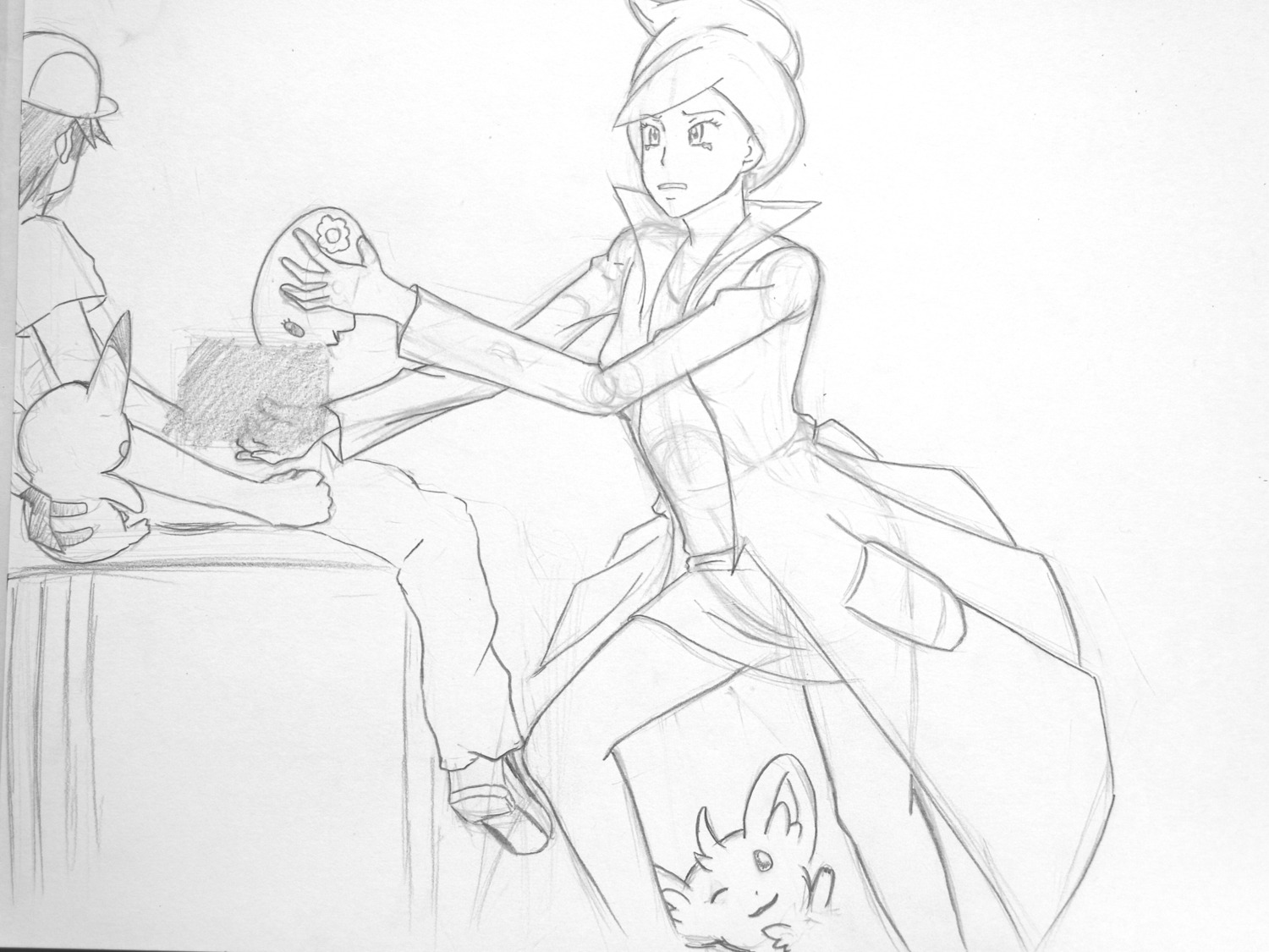 aurea_juniper female hilbert_(pokemon) human minccino munna nintendo pikachu pok&eacute;mon_(species) pokemon pokemon_(species) pokemon_bw pokemon_professor rule34 what