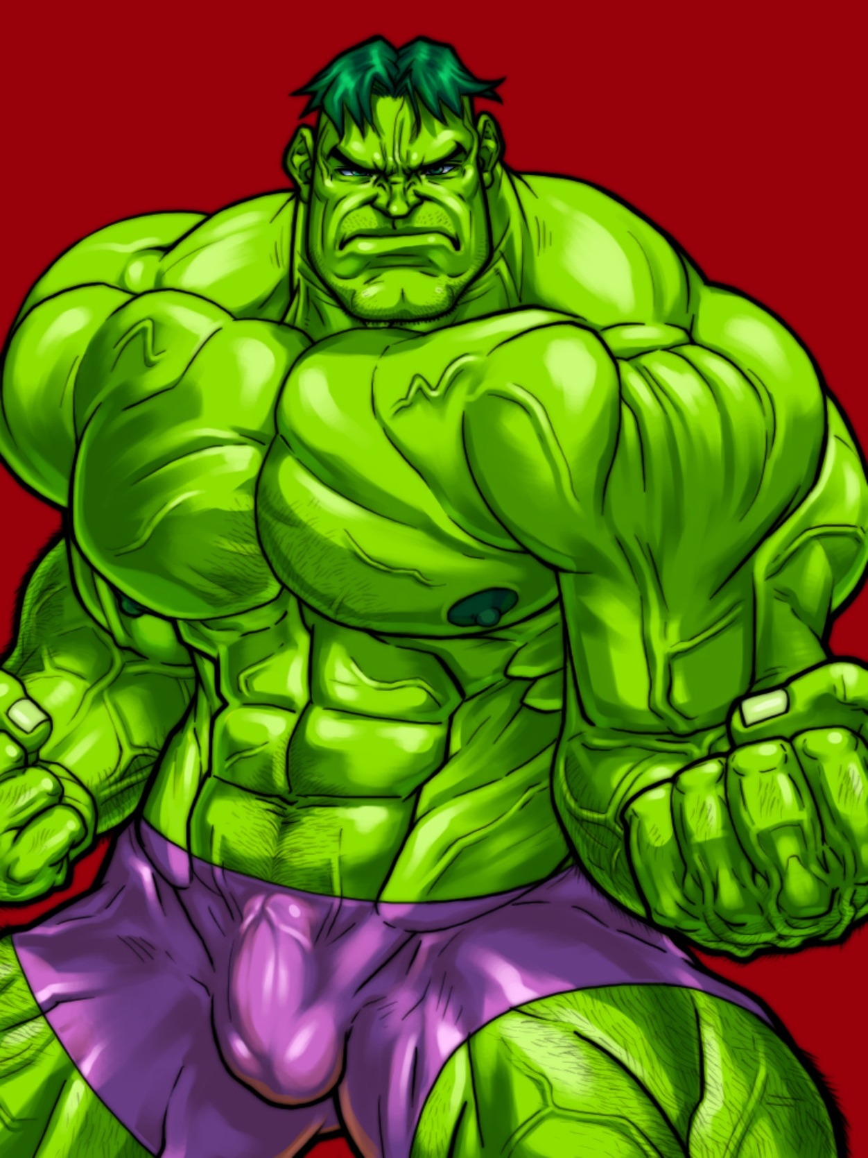 1boy erection erection_under_clothes green-skinned_male green_skin huge_muscles hulk hulk_(series) human male male_only marvel marvel_comics muscles muscular muscular_male penis penis_bulge rule34 solo straight_hair tagme topless