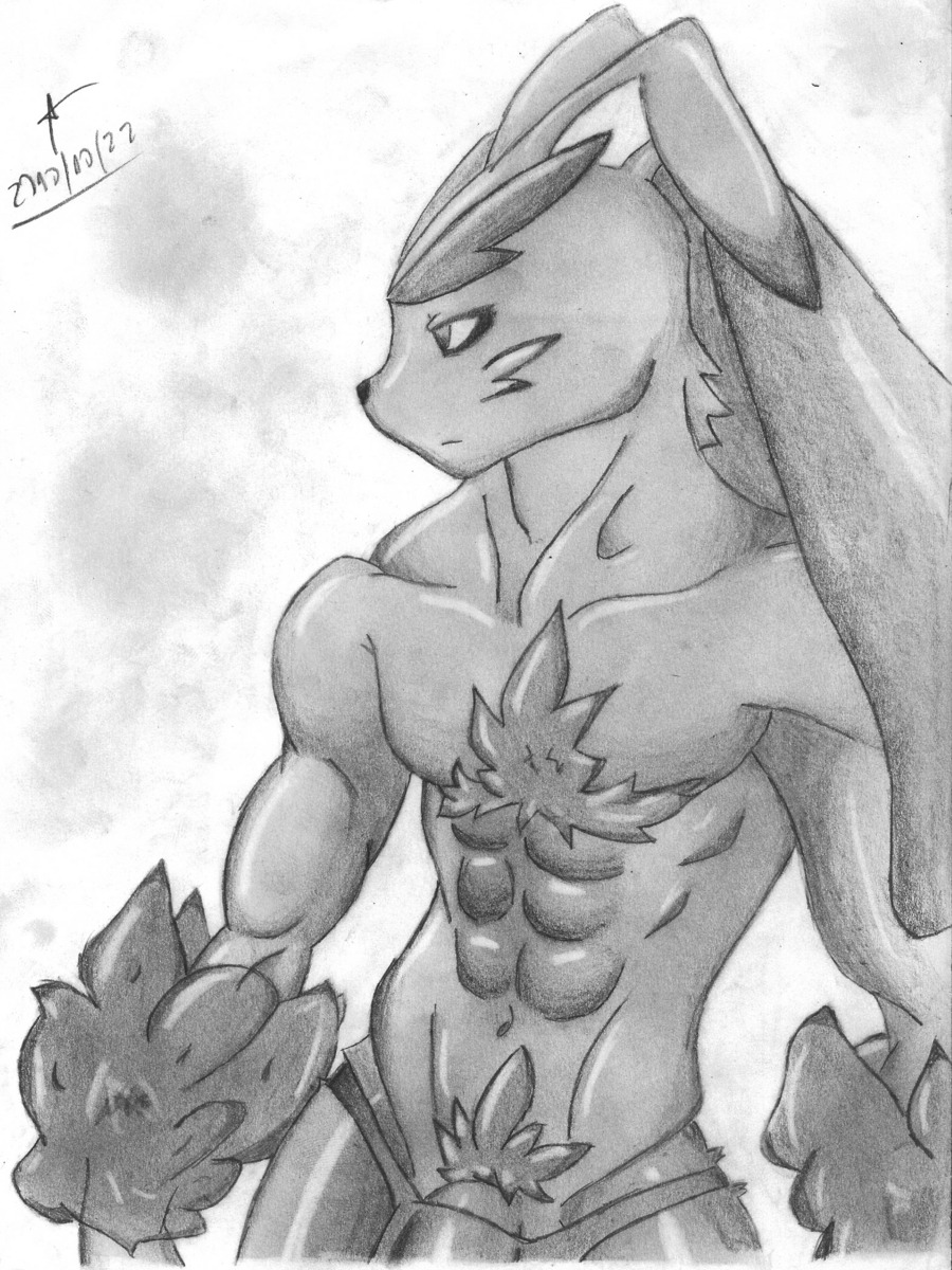 3:4 abs anthro athletic chest_tuft e621 fur generation_4_pokemon hi_res lagomorph lopunny male mammal monochrome muscular muscular_anthro muscular_male nintendo pecs pokemon pokemon_(species) pokemorph pubes solo tuft unknown_artist