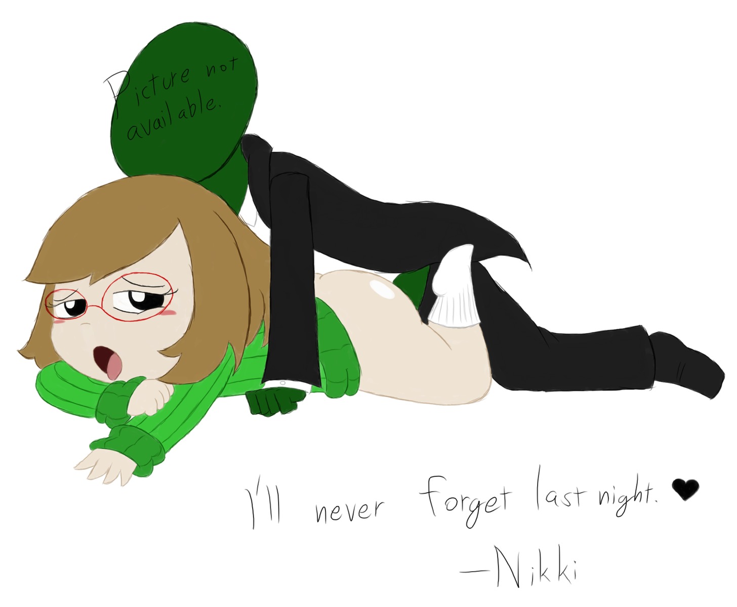 1boy 1girls anonymous ass clothing female glasses male nikki_(swapnote) nintendo penis penis_out rule34 sex sketch swapnote timoteihiv white_background