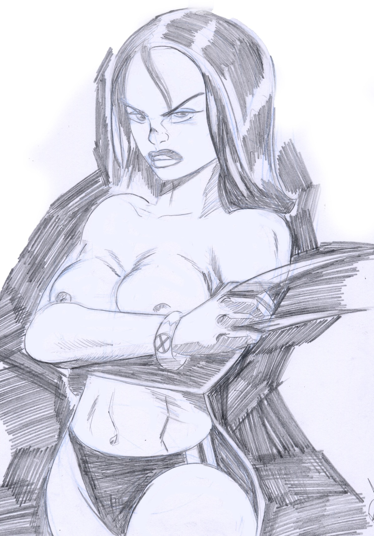 female marvel marvel_comics monochrome new_x-men rule34 straight_hair x-23 x-force x-men