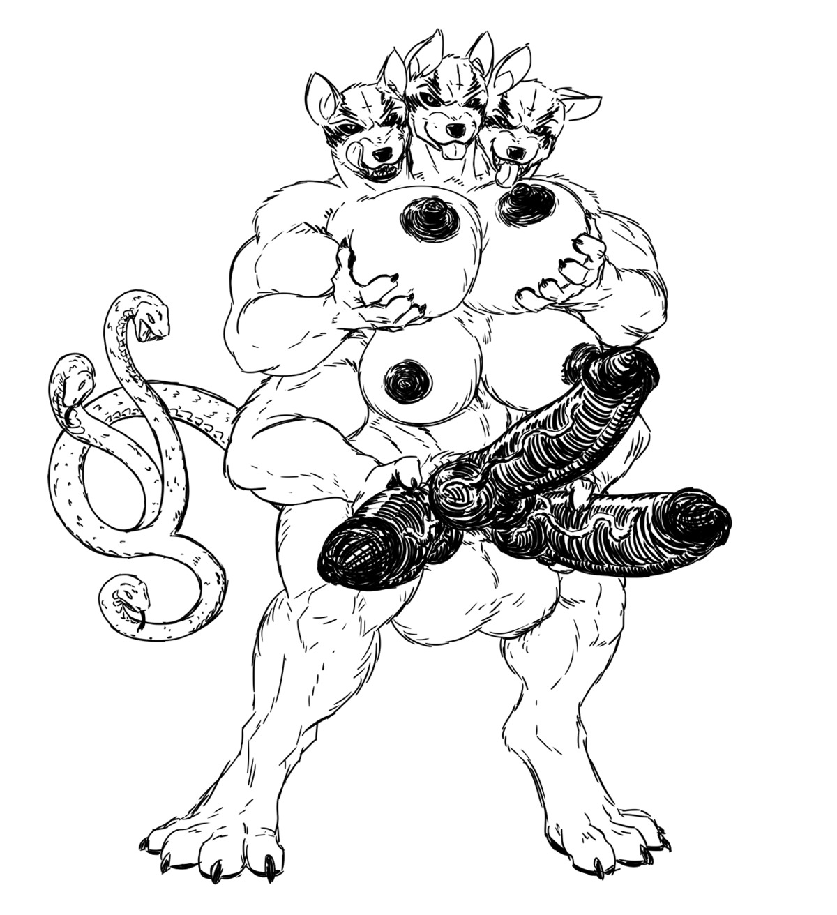 2014 3_heads 3_penises 4_breasts animal_genitalia animal_penis anthro balls biceps big_breasts big_muscles big_penis biped black_nipples black_penis boo3 breasts canid canid_demon canine canine_genitalia canine_penis cerberus demon digitigrade e621 erection european_mythology fangs forked_tongue genitals greek_mythology gynomorph hellhound hi_res huge_breasts huge_penis hybrid hyper hyper_breasts hyper_genitalia hyper_penis intersex knot living_tail looking_at_viewer mammal masturbation multi_arm multi_breast multi_genitalia multi_head multi_limb multi_penis multifur muscular muscular_anthro muscular_gynomorph muscular_intersex mythological_canine mythological_creature mythology nipples nude open_mouth penile penile_masturbation penis reptile scalie sharp_teeth simple_background sketch snake snake_tail solo standing tail teeth tongue tongue_out unusual_anatomy unusual_tail vein veiny_penis white_background
