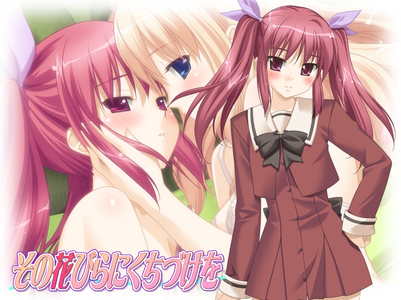 blonde_hair blue_eyes blush cg eroge female fuguriya game_cg matsubara_yuna multiple_females multiple_girls oda_nanami red_eyes red_hair rule34 schoolgirl sono_hanabira_ni_kuchizuke_wo yuri