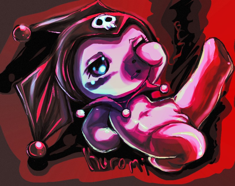 1boy 1girls abstract_background bcs blowjob blue_eyes buttercup_saiyan chibi demon e621 female genitals hood humanoid kuromi lagomorph leporid male male/female mammal not_furry onegai_my_melody oral rabbit rule34 sanrio smooth_skin solo tagme text vulva young
