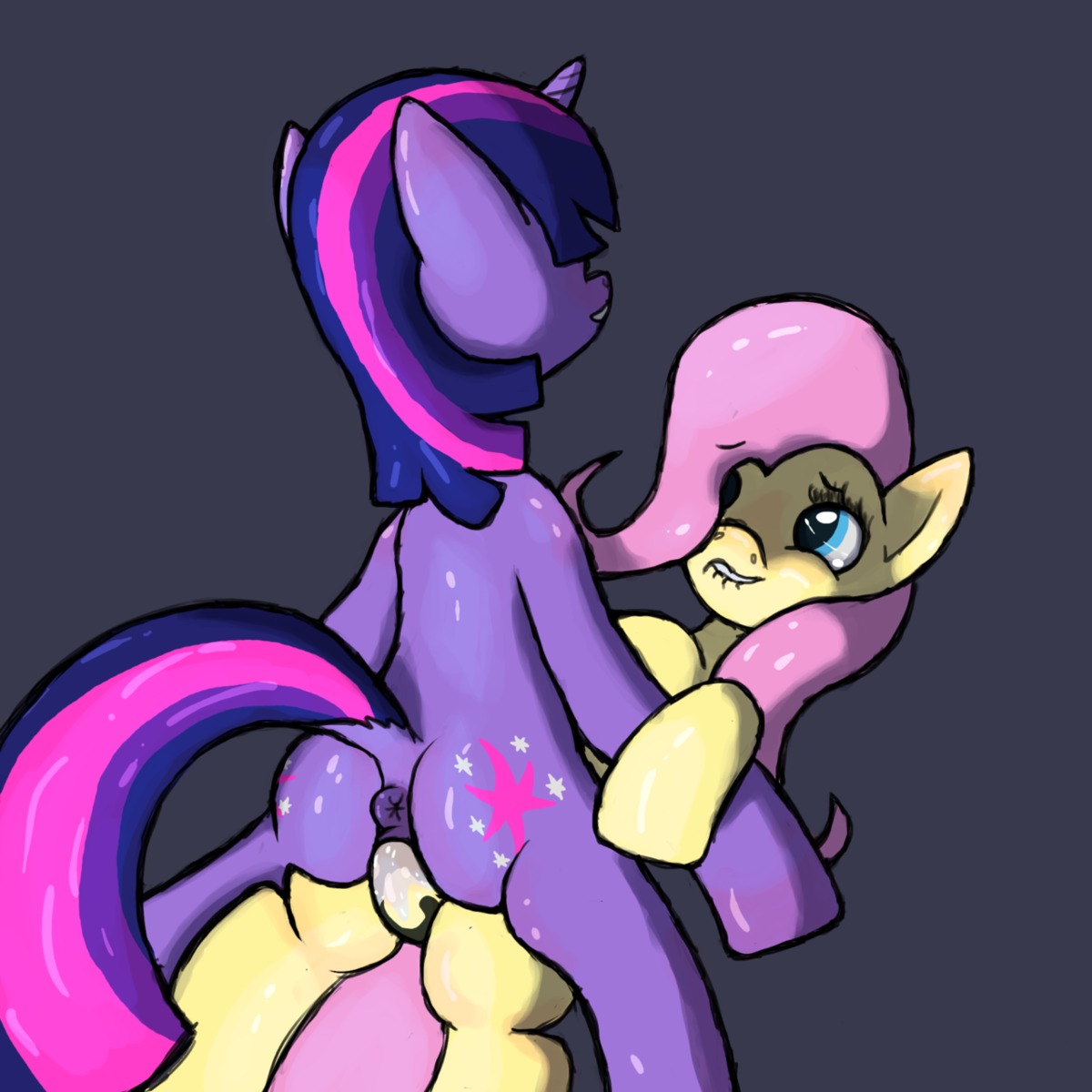 bronymirage equine female feral fluttershy_(mlp) friendship_is_magic hasbro horse my_little_pony pegasus pony purple_hair rule34 smooth_skin twilight_sparkle_(mlp) unicorn
