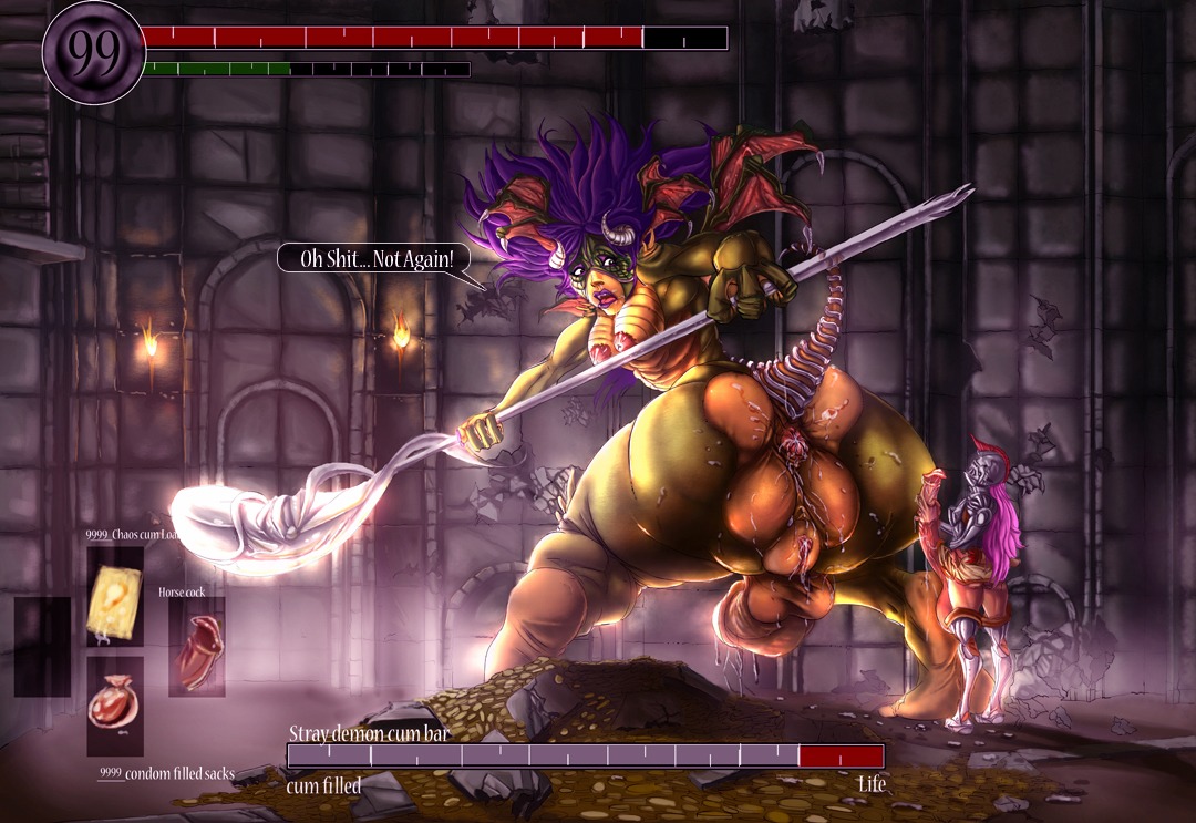 animal_genitalia animal_penis anthro anus armor asylum_demon balls big_balls big_penis bodily_fluids breasts cum dark_souls demon duo e621 english_text equine_genitalia equine_penis erection fromsoftware genital_fluids genitals hair herm huge_balls huge_penis human hyper hyper_balls hyper_genitalia hyper_penis intersex male mammal monster mutantproject penis purple_hair size_difference stray_demon text vulva weapon
