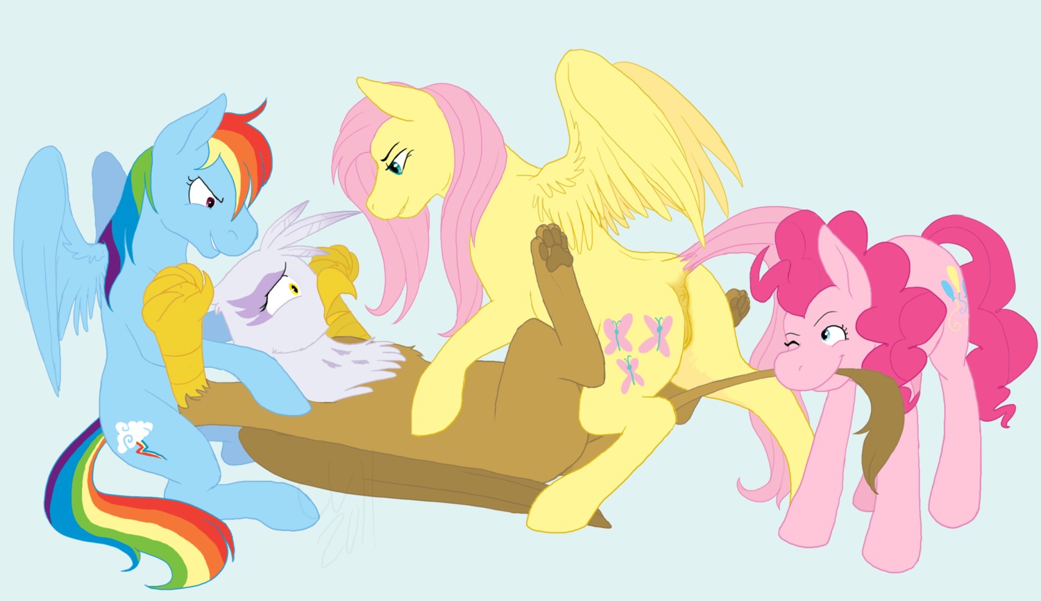 ambiguous_penetration anus avian balls beak blue_body blue_feathers blue_fur cartoonlion e621 earth_pony equid equine feathered_wings feathers female female/female feral fluttershy_(mlp) forced friendship_is_magic fur genitals gilda_(mlp) group gryphon gynomorph gynomorph/female hair hasbro hi_res horse intersex intersex/female interspecies lying mammal multicolored_hair multicolored_tail my_little_pony mythological_avian mythological_creature mythological_equine mythology on_back pegasus penetration pink_body pink_fur pinkie_pie_(mlp) pinned pony rainbow_dash_(mlp) rainbow_hair rainbow_tail rape sex tail tail_pull teamwork vaginal vulva wing_boner wings yellow_body yellow_feathers