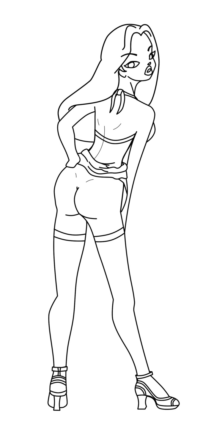 ass disney female female_only human jessica_rabbit line_art monochrome rough_sketch rule34 solo who_framed_roger_rabbit